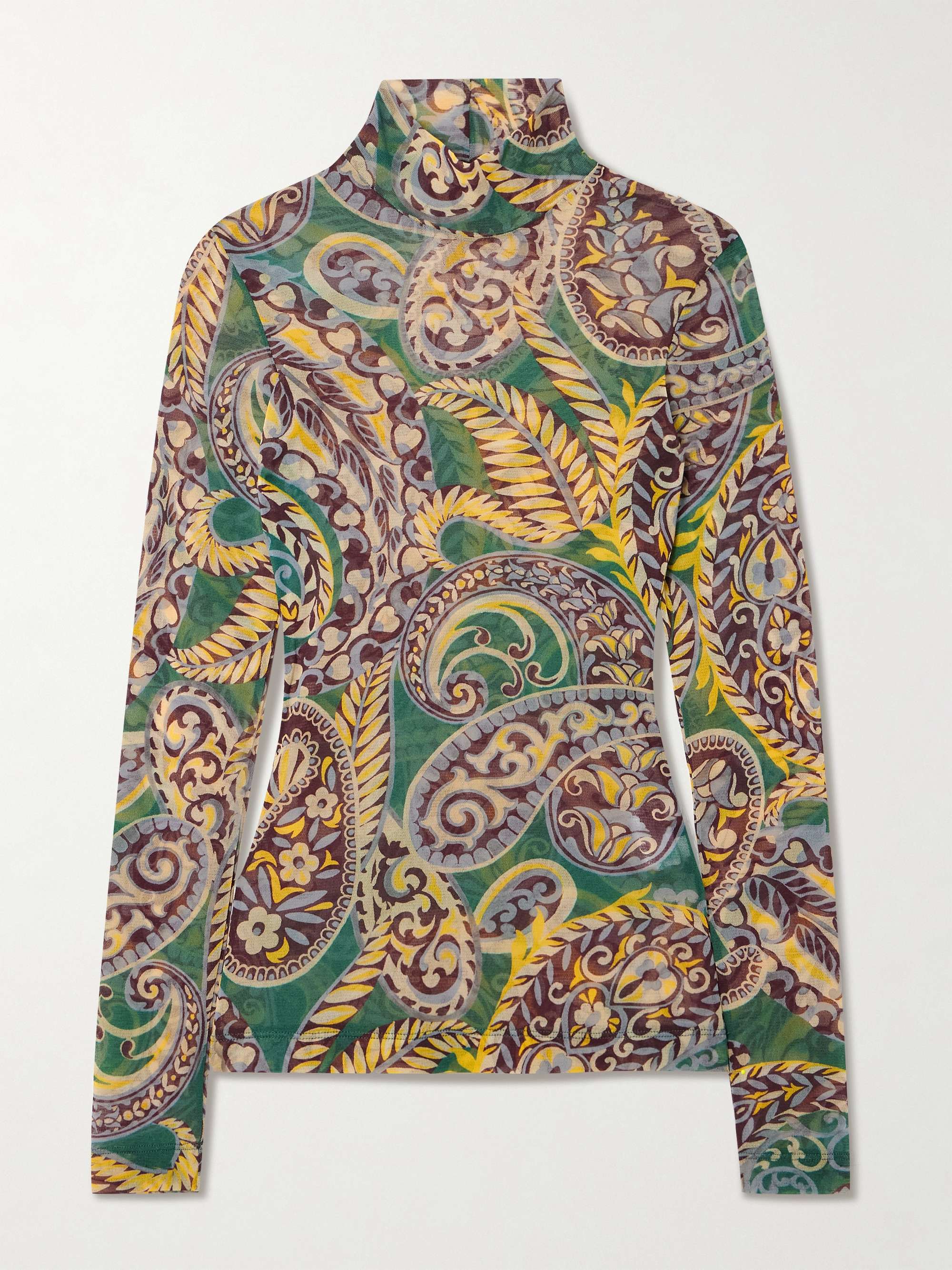 ETRO Paisley-print mesh turtleneck top | NET-A-PORTER