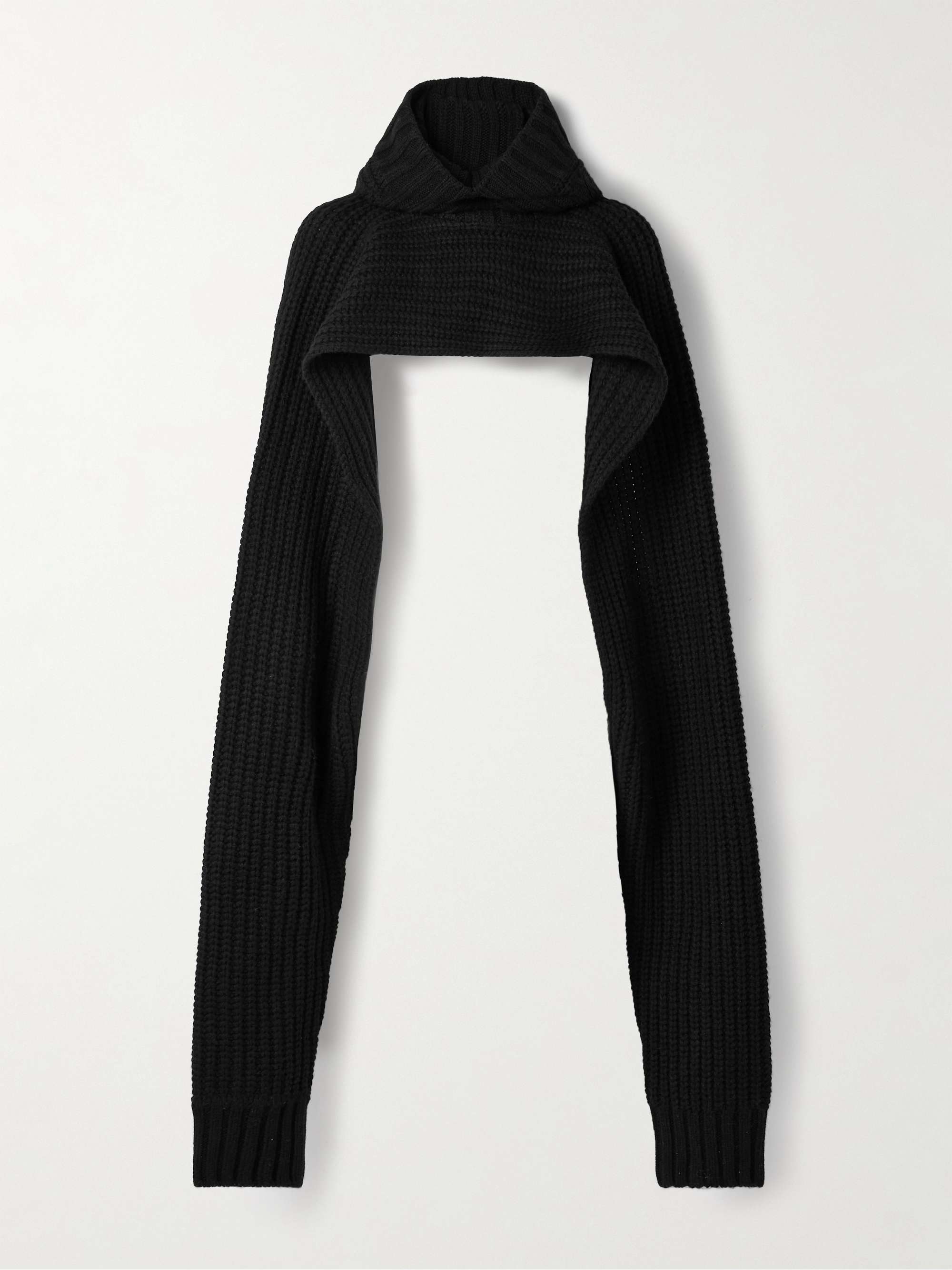 SACAI Cropped hooded ribbed wool-blend sweater | NET-A-PORTER