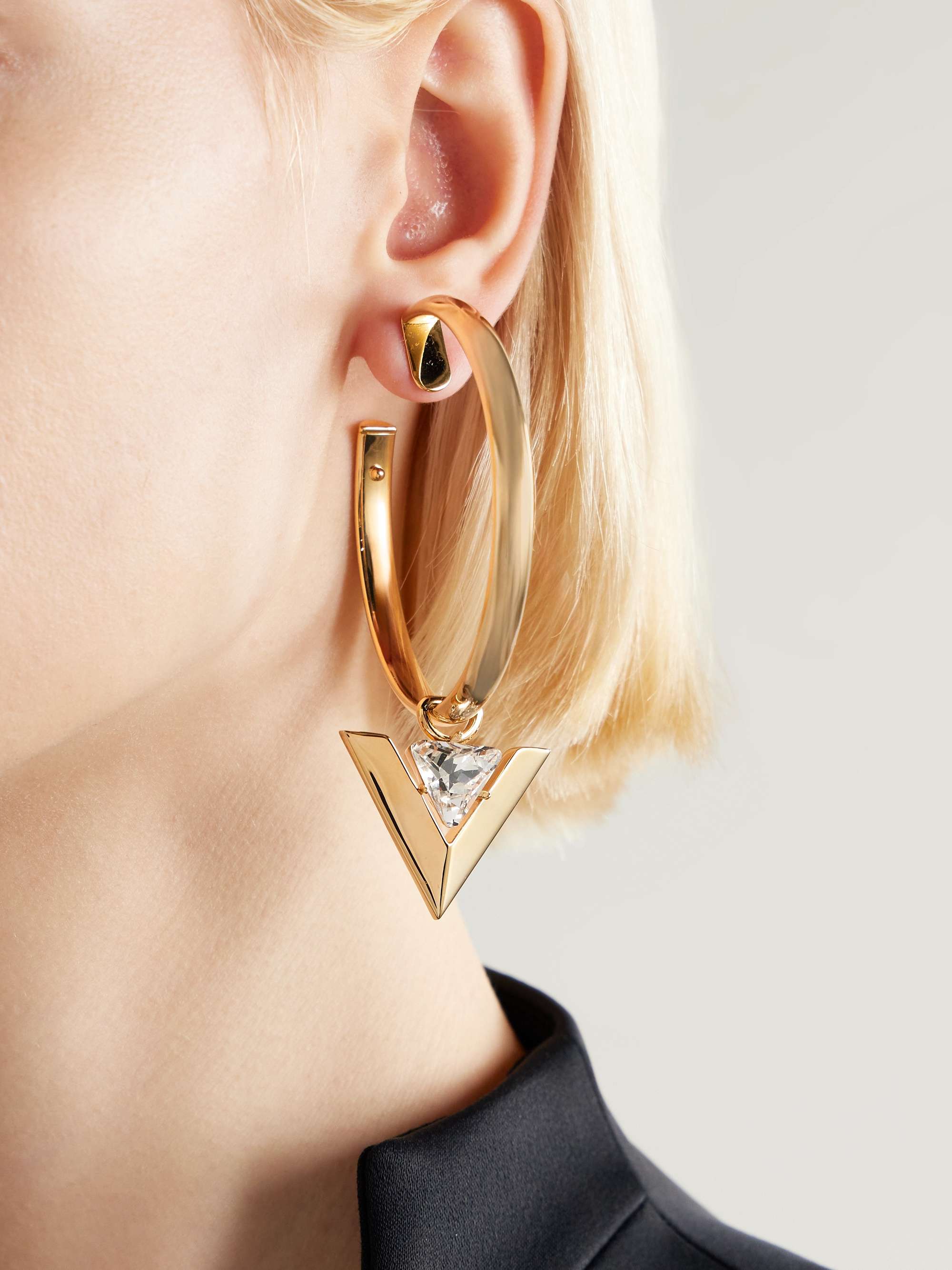 VALENTINO GARAVANI Gold-tone crystal hoop earrings | NET-A-PORTER