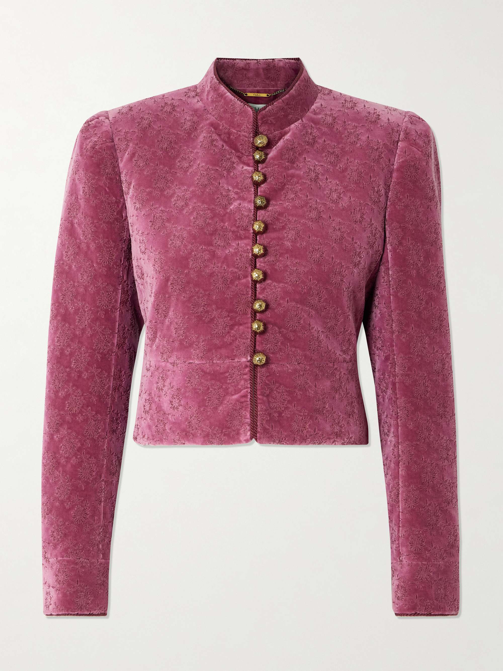 CHLOÉ Cropped embroidered cotton-velvet jacket | NET-A-PORTER