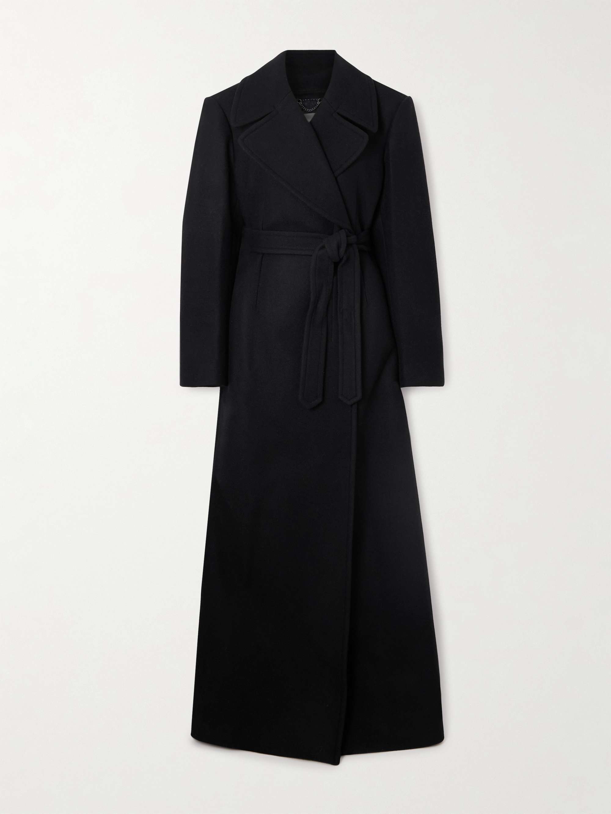 DRIES VAN NOTEN Belted velvet-trimmed wool-blend coat | NET-A-PORTER