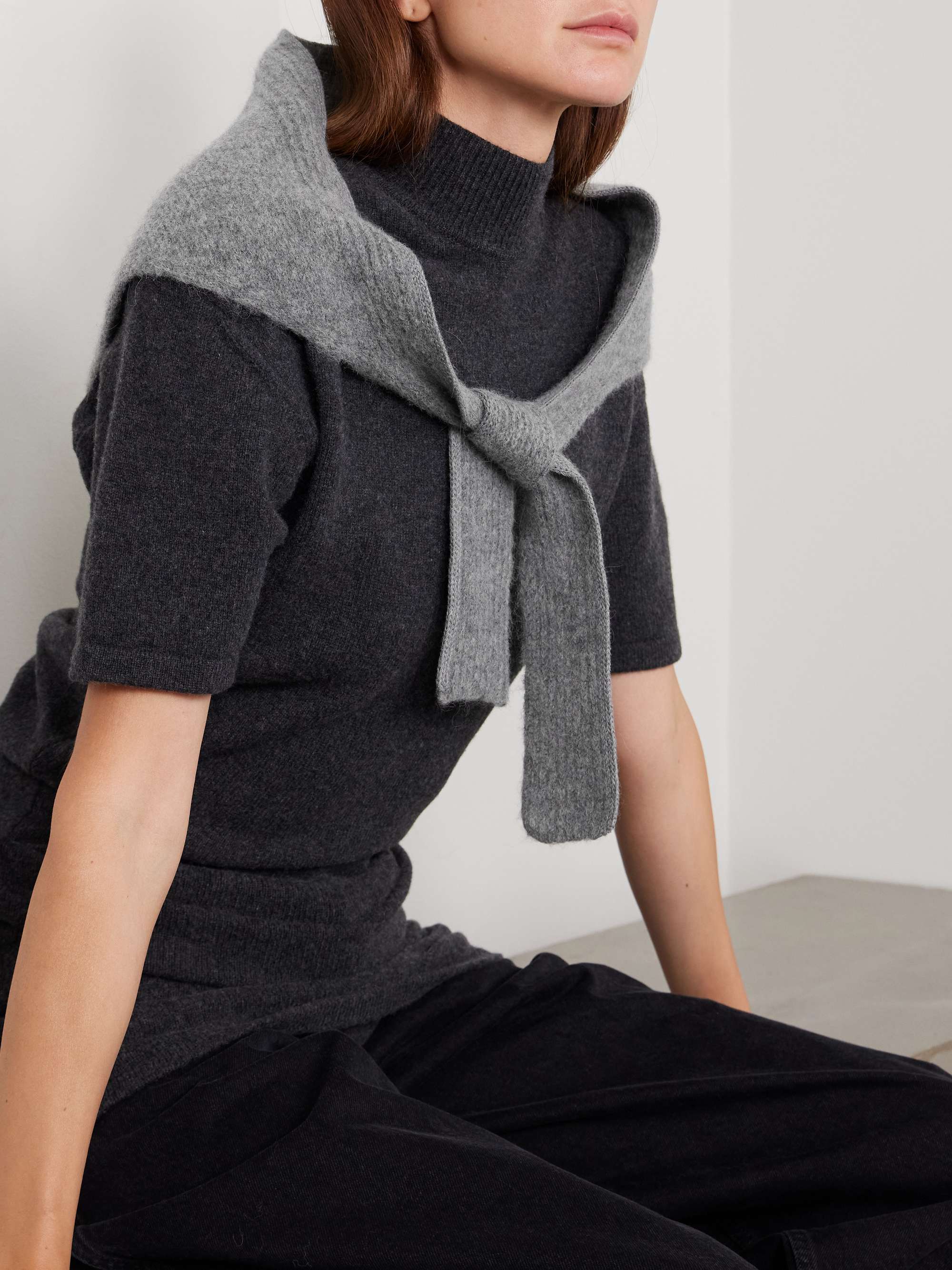 JACQUEMUS Appliquéd brushed knitted scarf | NET-A-PORTER