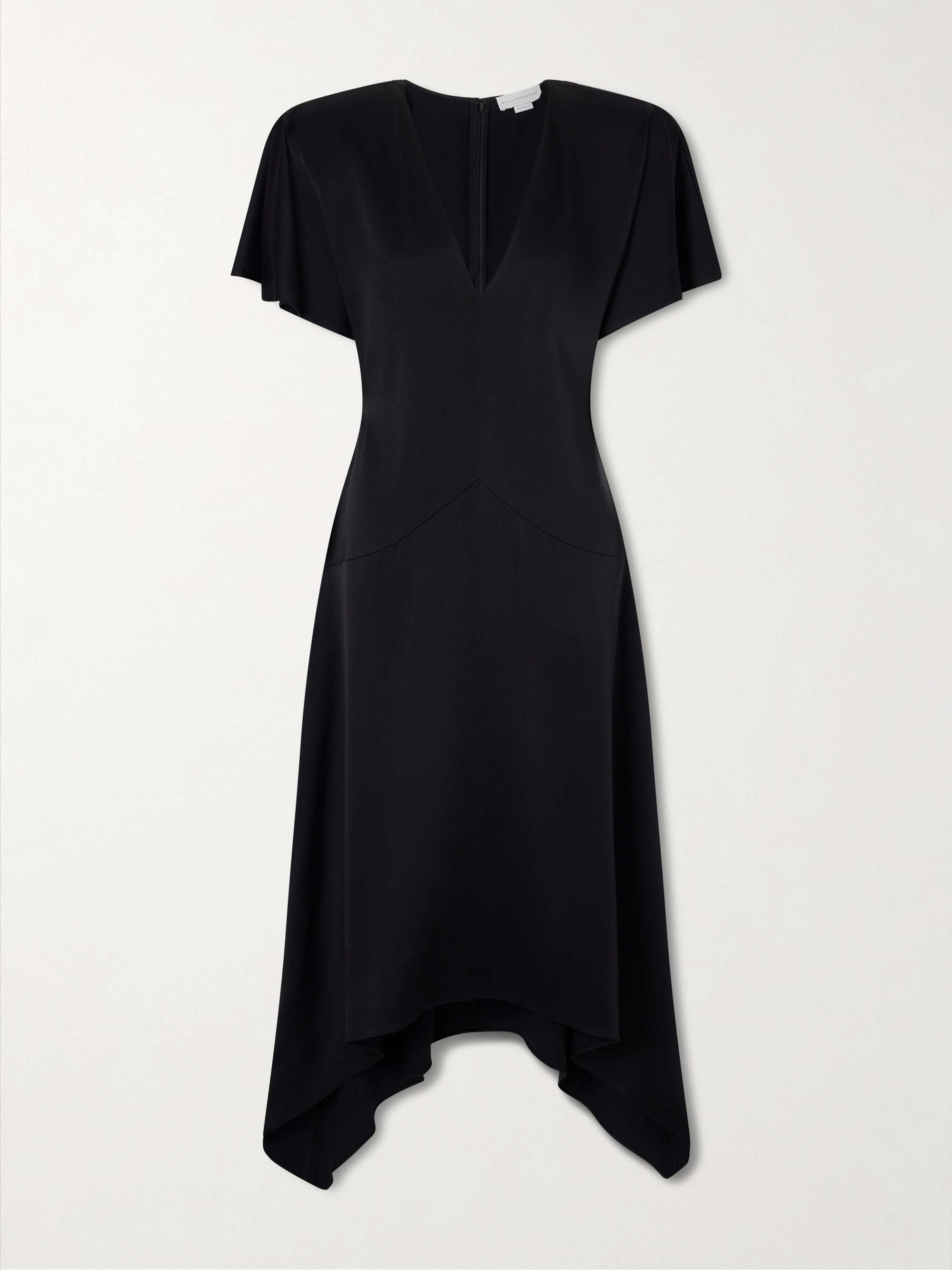 STELLA MCCARTNEY Paneled hammered-satin midi dress | NET-A-PORTER