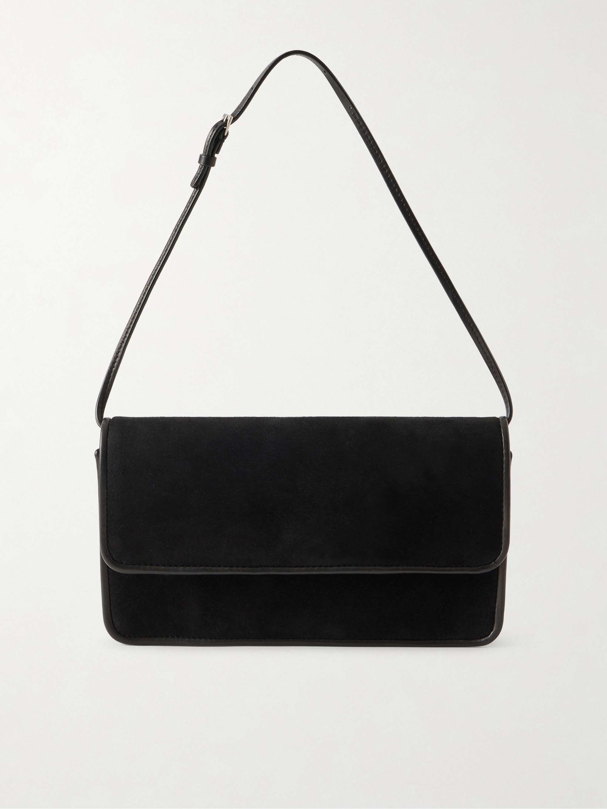 THE ROW Nancy leather-trimmed suede shoulder bag | NET-A-PORTER
