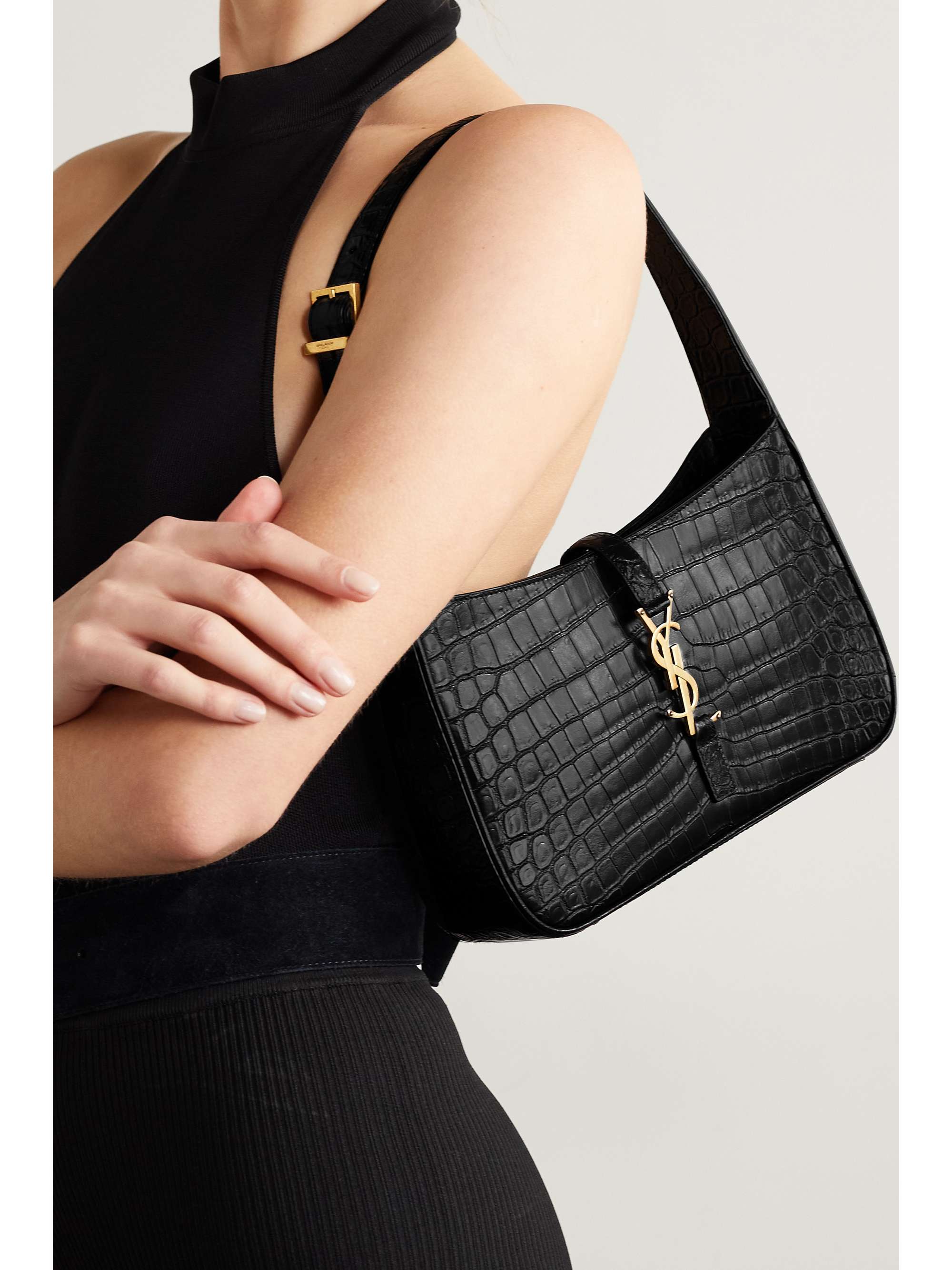 SAINT LAURENT Le 5 à 7 croc-effect leather shoulder bag | NET-A-PORTER