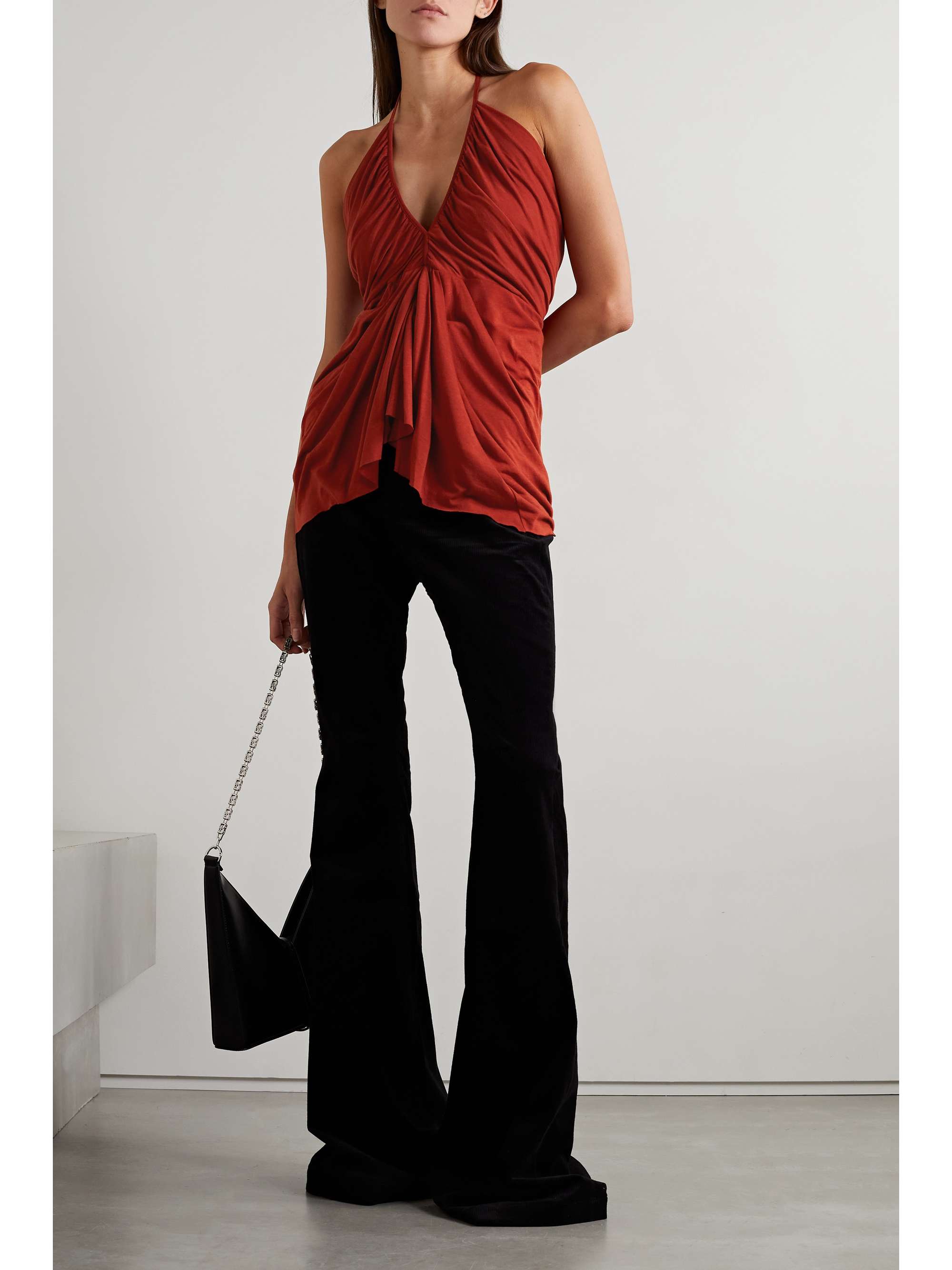 RICK OWENS Lilies open-back gathered jersey halterneck top | NET-A