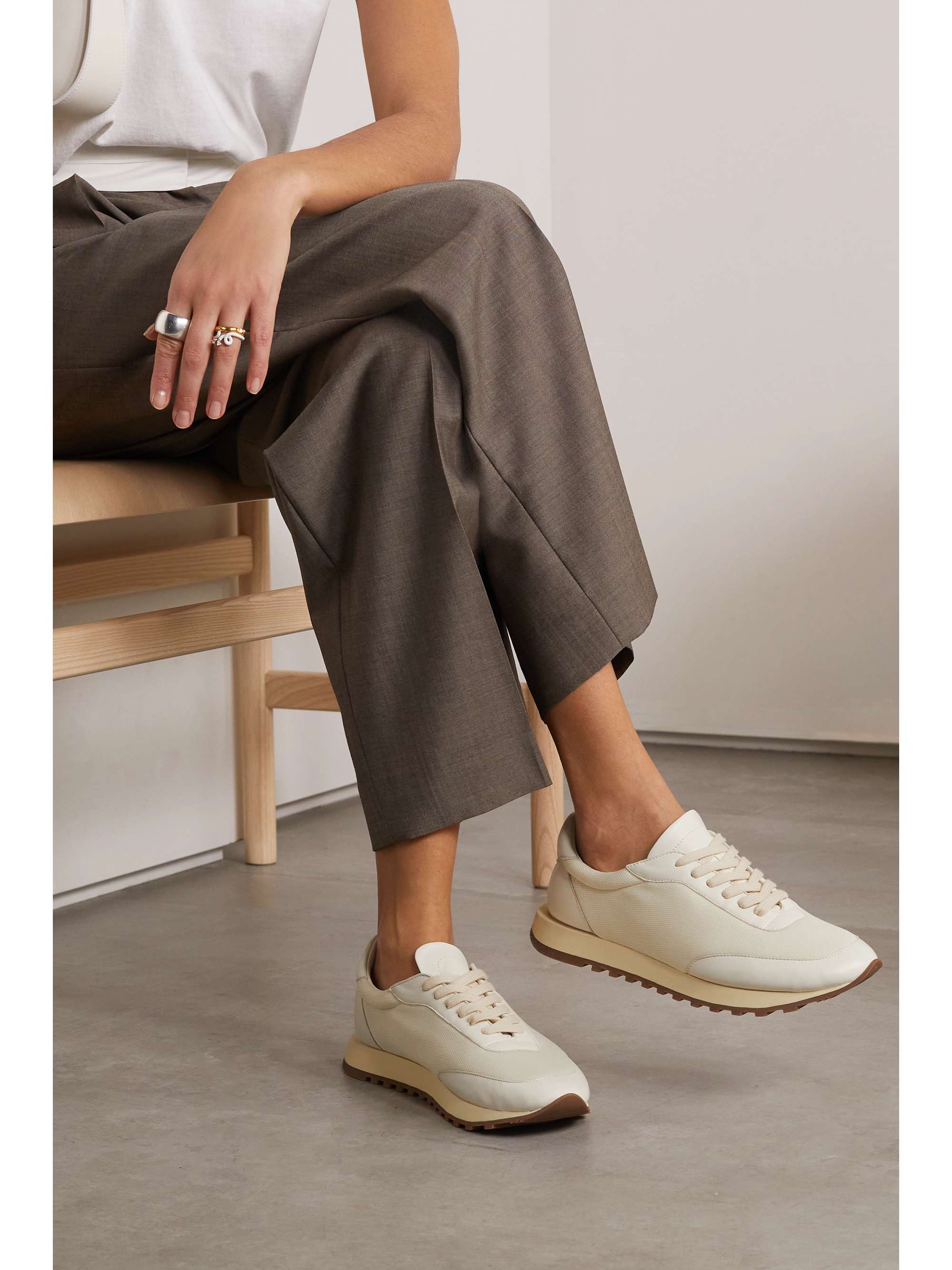 THE ROW Owen Runner leather and mesh sneakers | NET-A-PORTER