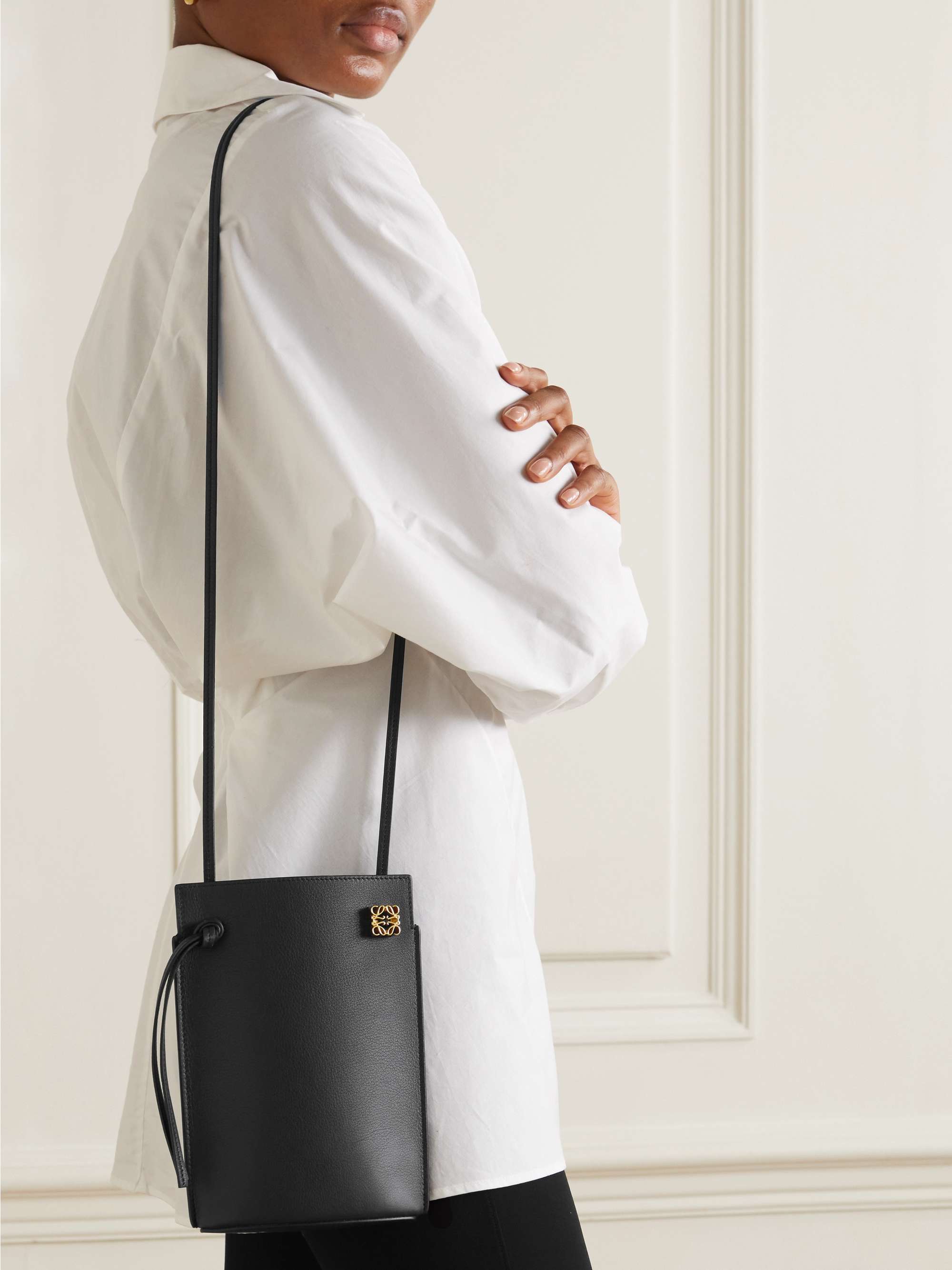 LOEWE Dice Pocket embellished leather shoulder bag | NET-A-PORTER