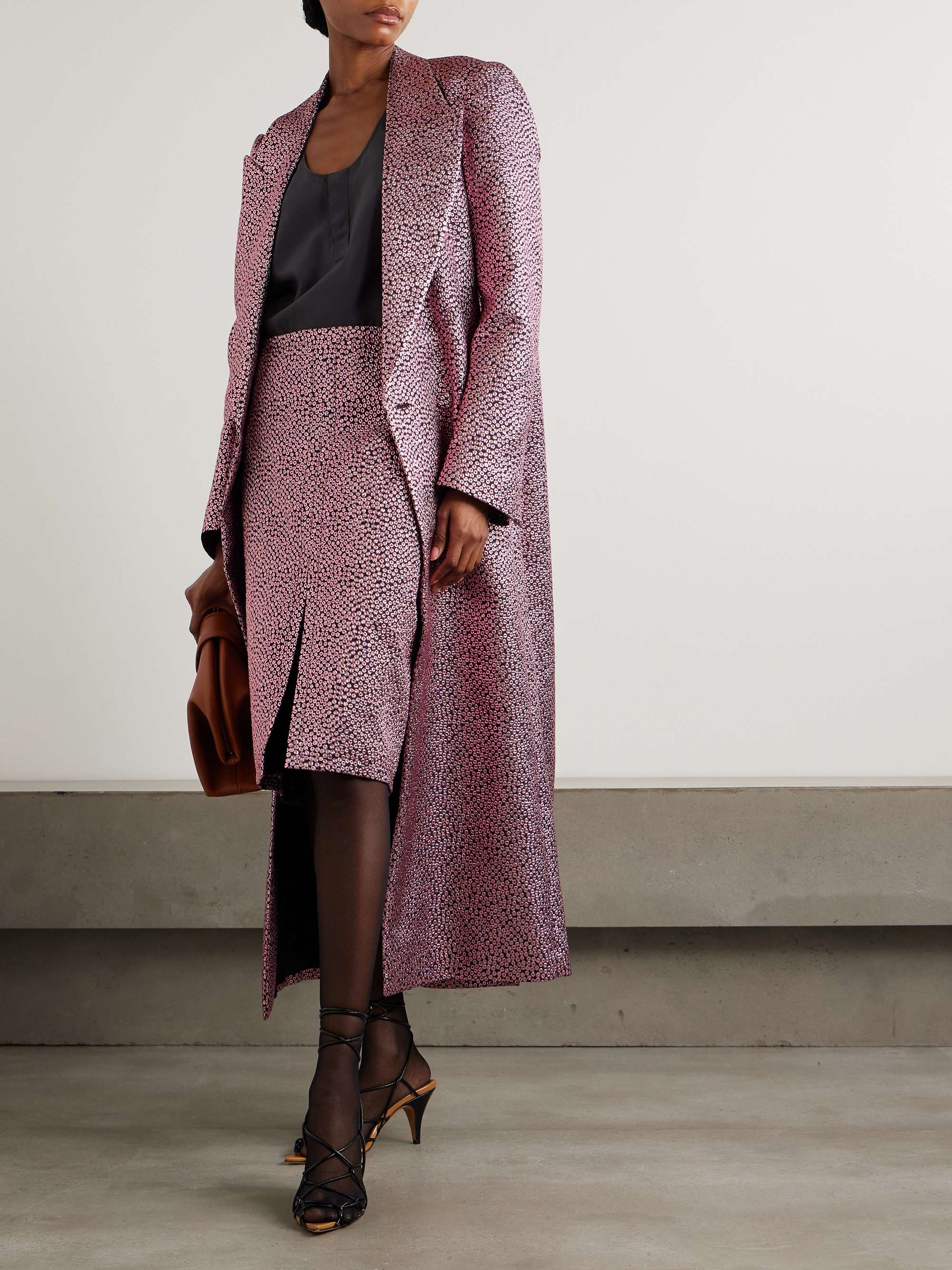 DRIES VAN NOTEN Metallic jacquard-crepon midi skirt | NET-A-PORTER