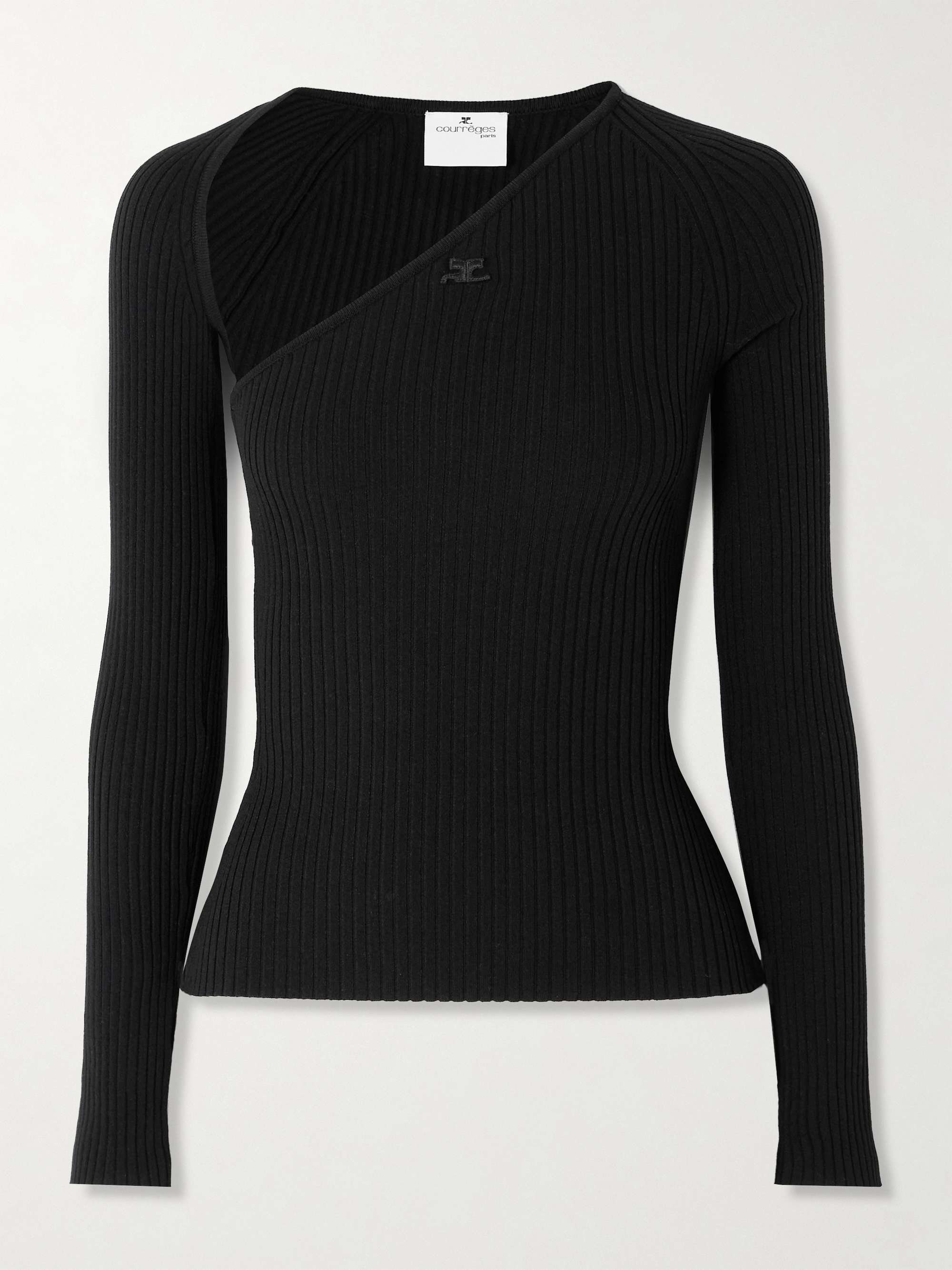 COURRÈGES Slash asymmetric ribbed-knit sweater | NET-A-PORTER