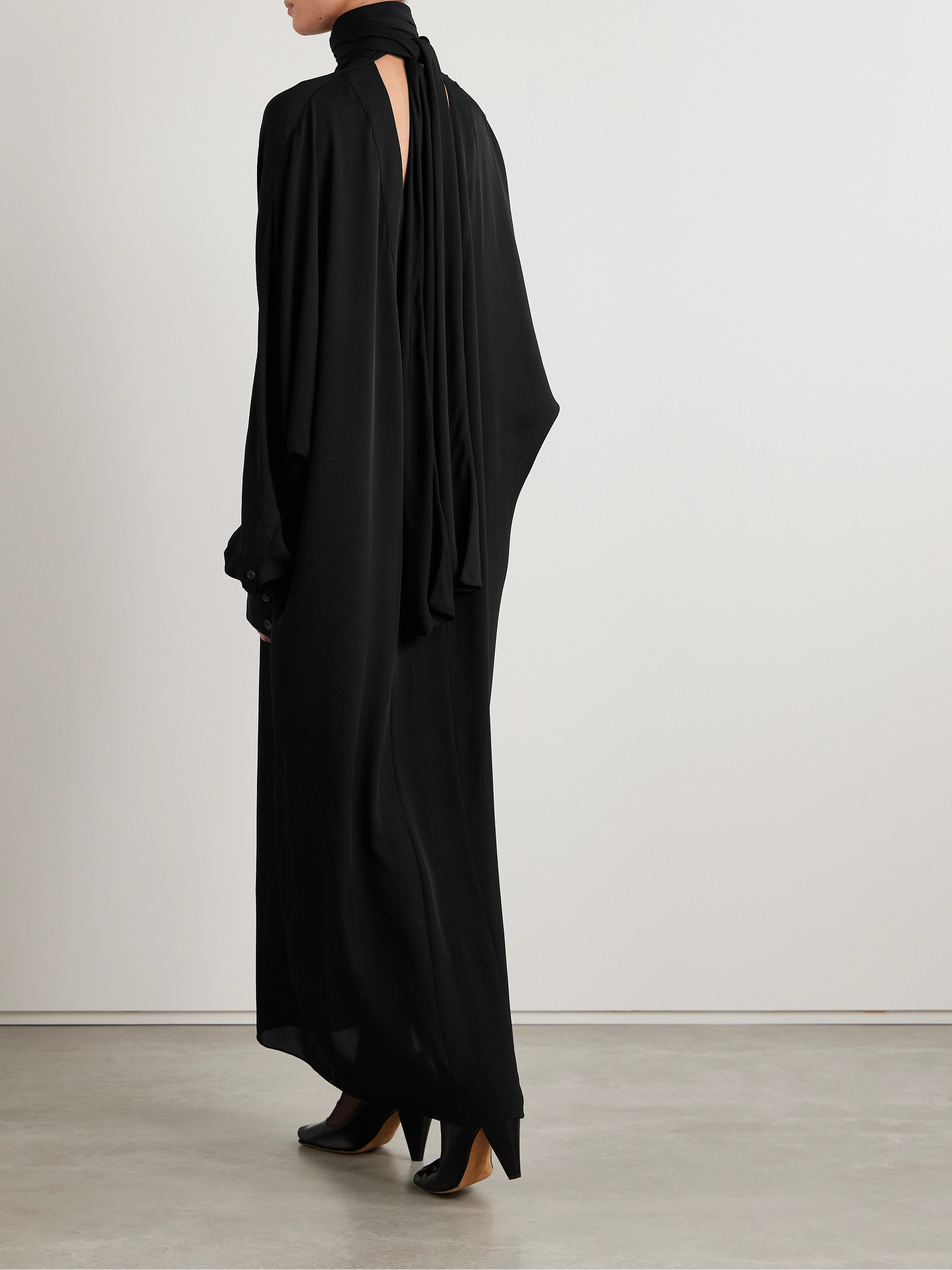 KHAITE - Lexi open-back tie-neck silk-chiffon turtleneck maxi