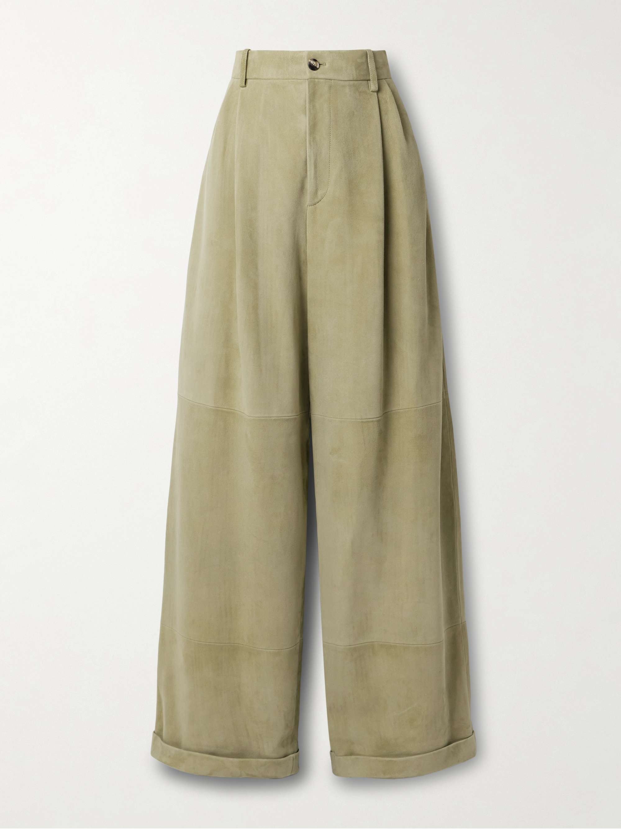 LOEWE Paneled suede wide-leg pants | NET-A-PORTER