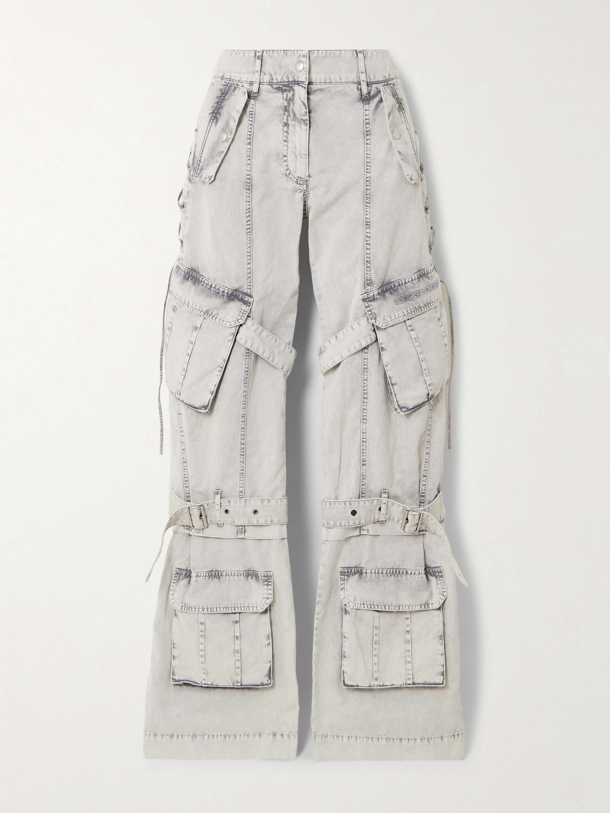 ACNE STUDIOS Buckled tie-detailed cotton-twill wide-leg pants