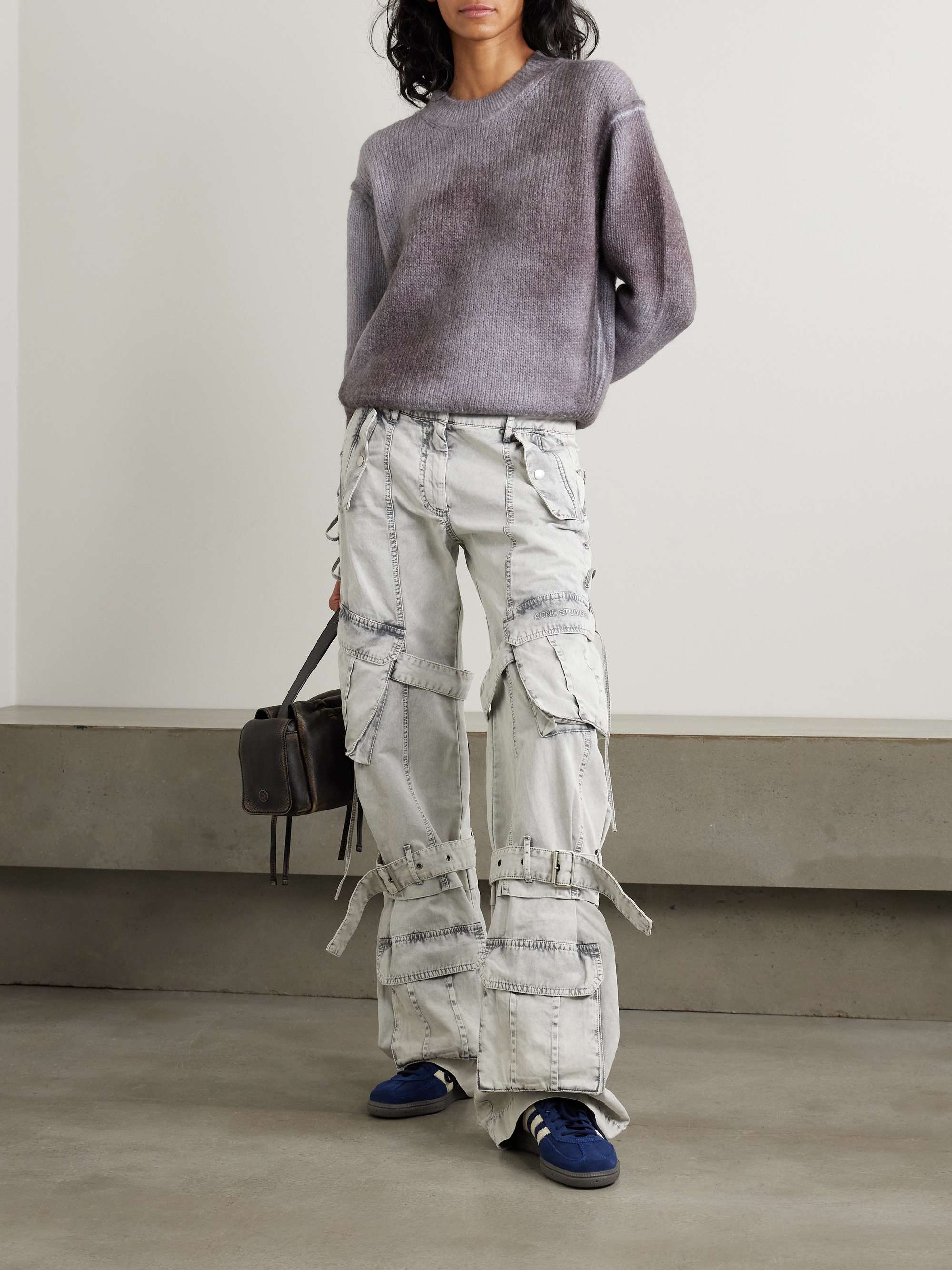 ACNE STUDIOS Buckled tie-detailed cotton-twill wide-leg pants