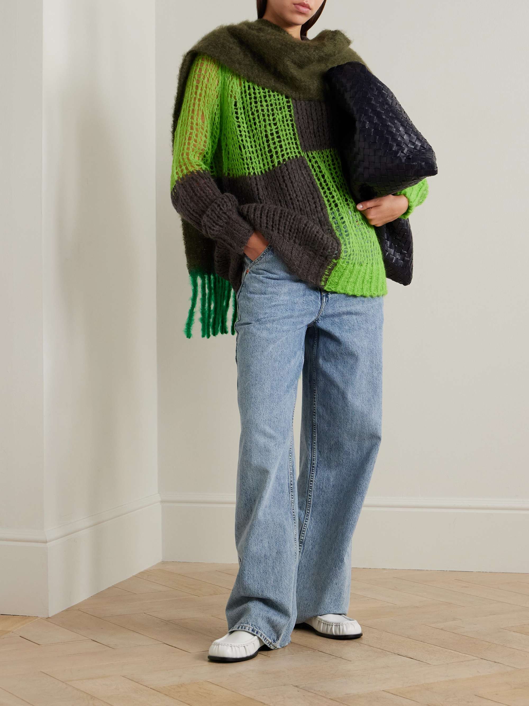 ACNE STUDIOS Oversized two-tone open-knit sweater | NET-A-PORTER