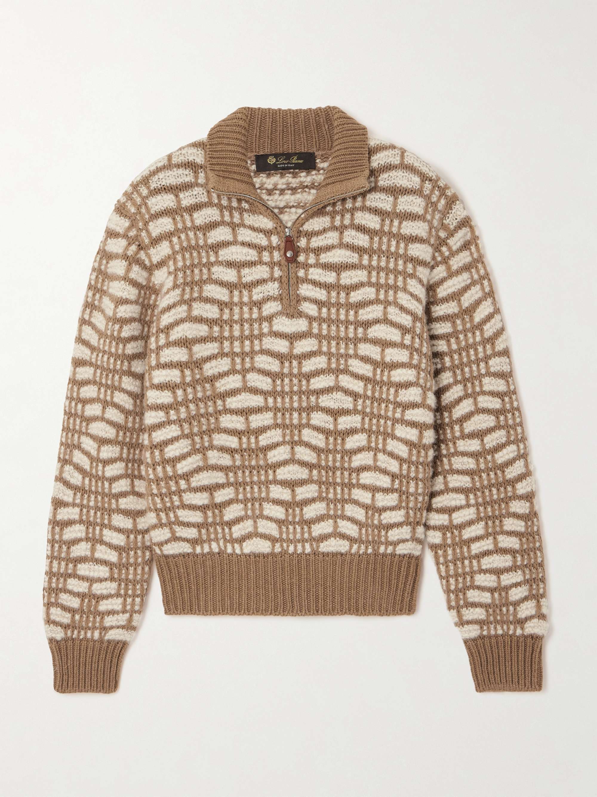 LORO PIANA Jacquard-knit camel hair sweater | NET-A-PORTER