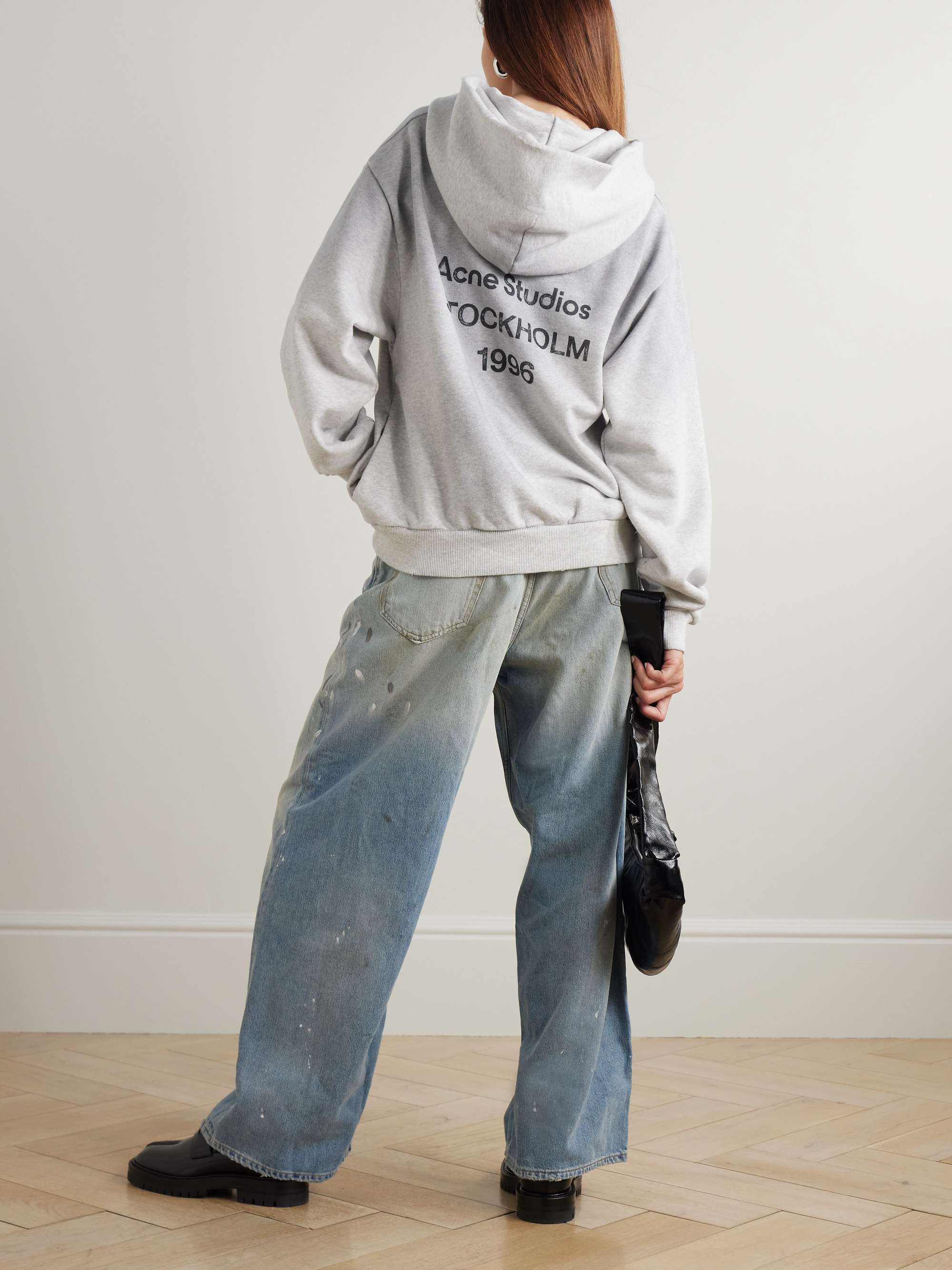 ACNE STUDIOS Printed cotton-blend jersey hoodie | NET-A-PORTER