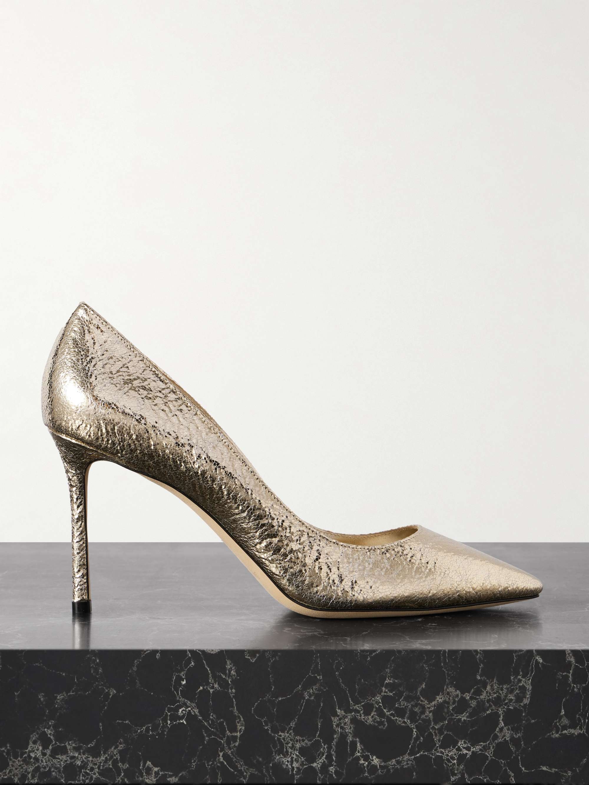JIMMY CHOO Romy metallic crinkled-leather pumps | NET-A-PORTER