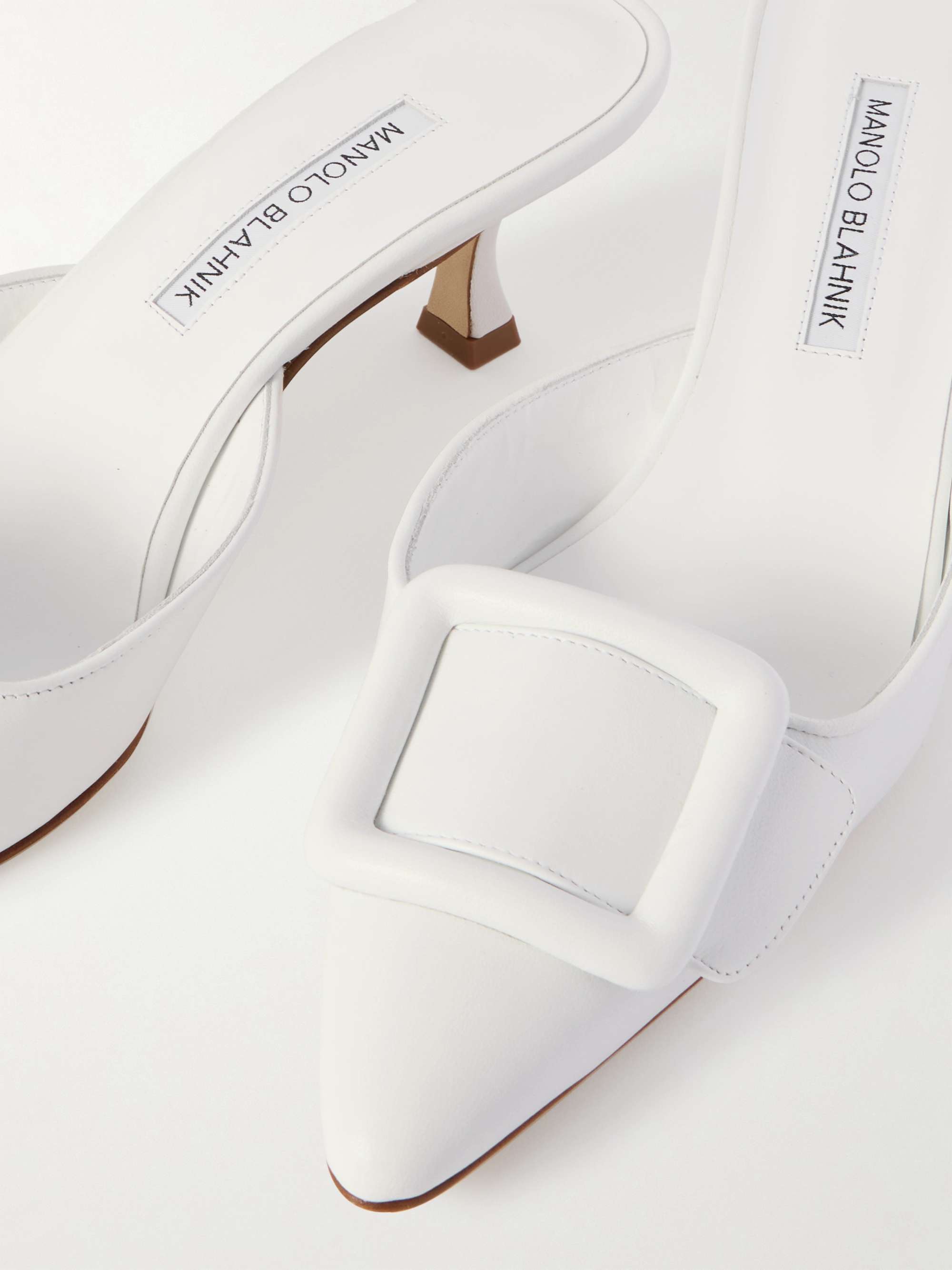 MANOLO BLAHNIK Maysale 50 buckled leather mules | NET-A-PORTER