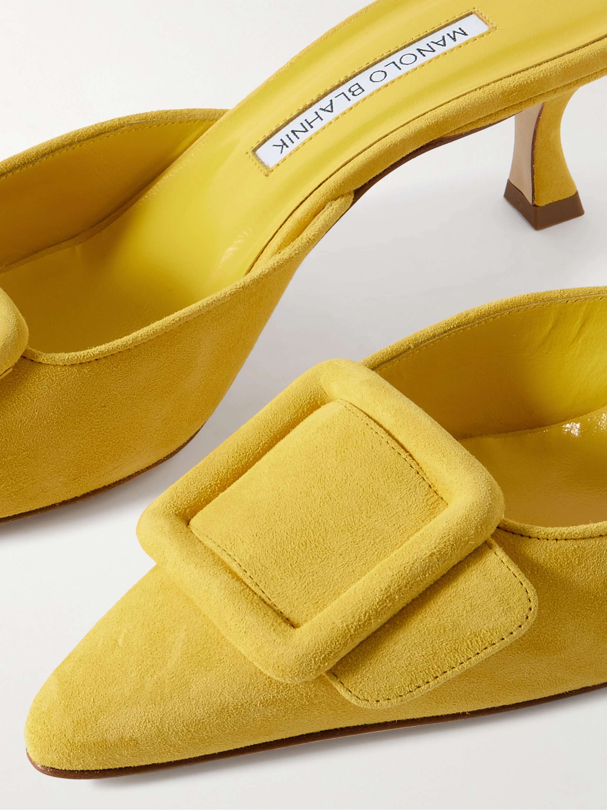 MANOLO BLAHNIK Maysale 50 buckled suede mules | NET-A-PORTER