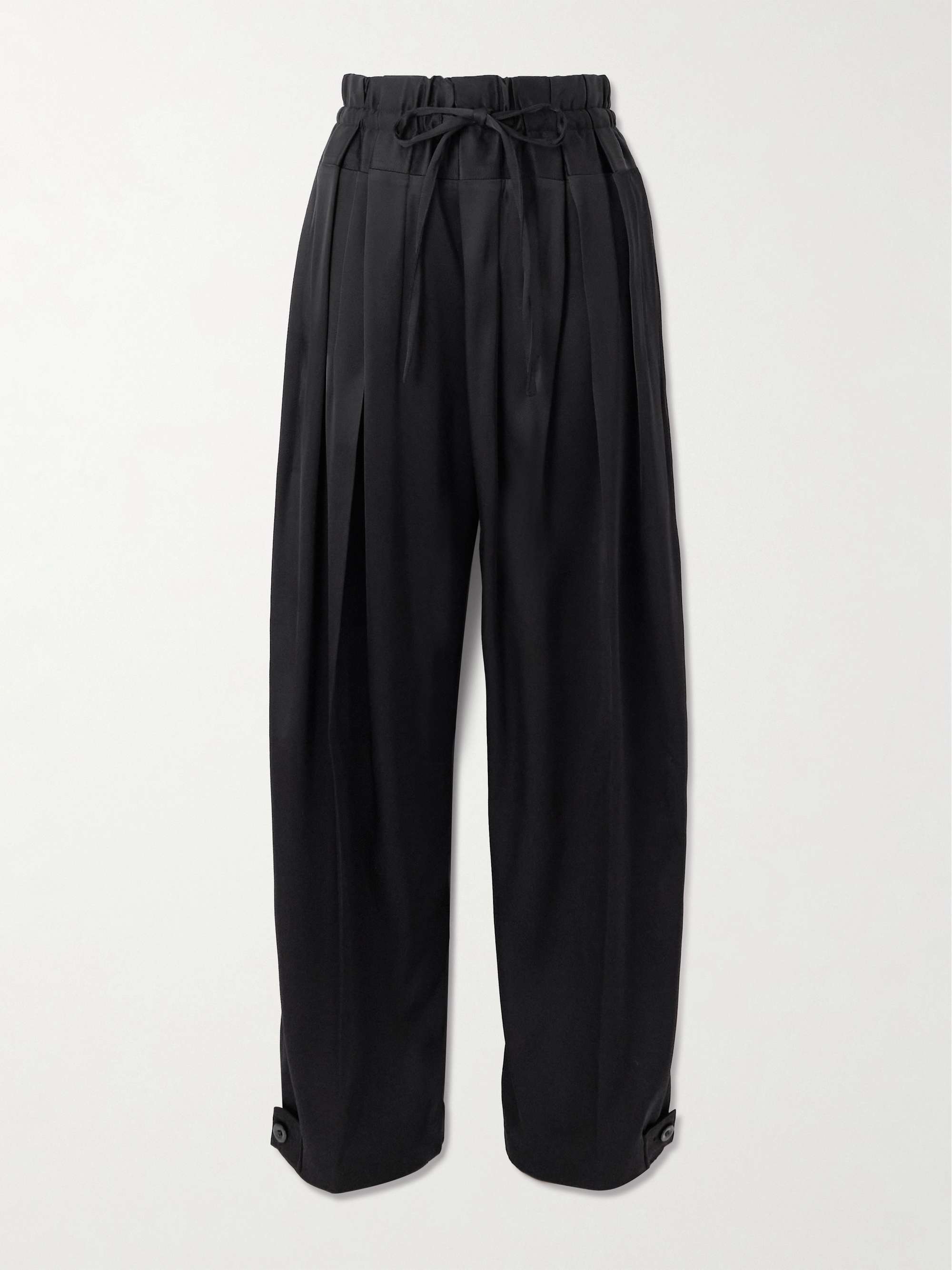 JIL SANDER Pleated satin-twill wide-leg pants | NET-A-PORTER