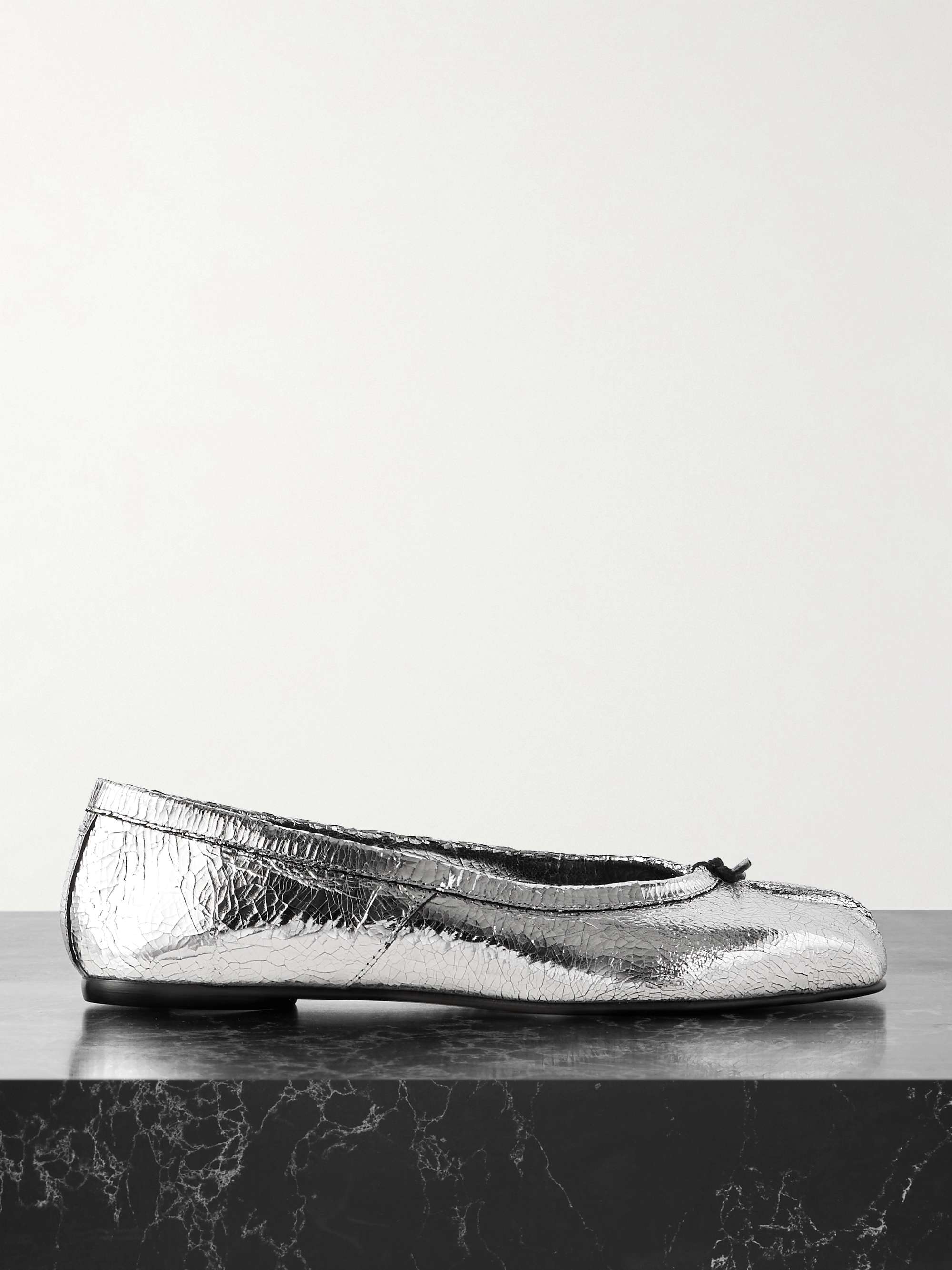 Silver Tabi metallic cracked-leather ballet flats | MAISON