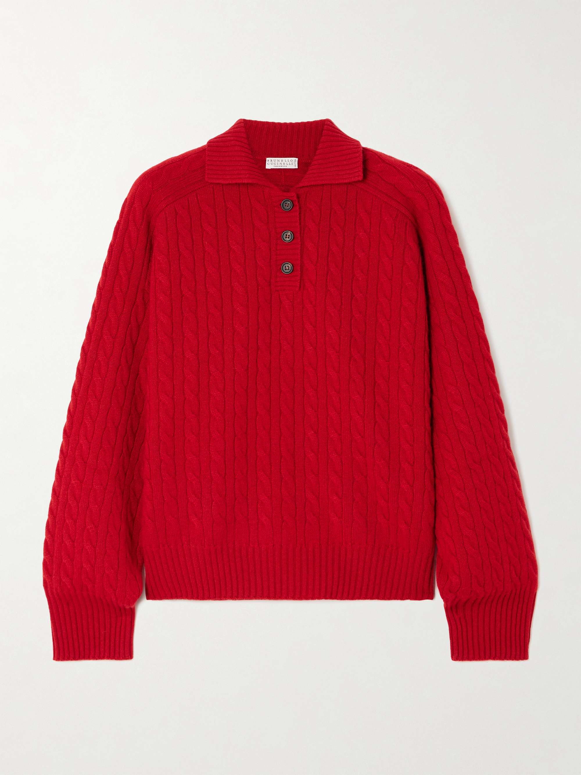 BRUNELLO CUCINELLI Cable-knit cashmere polo sweater | NET-A-PORTER