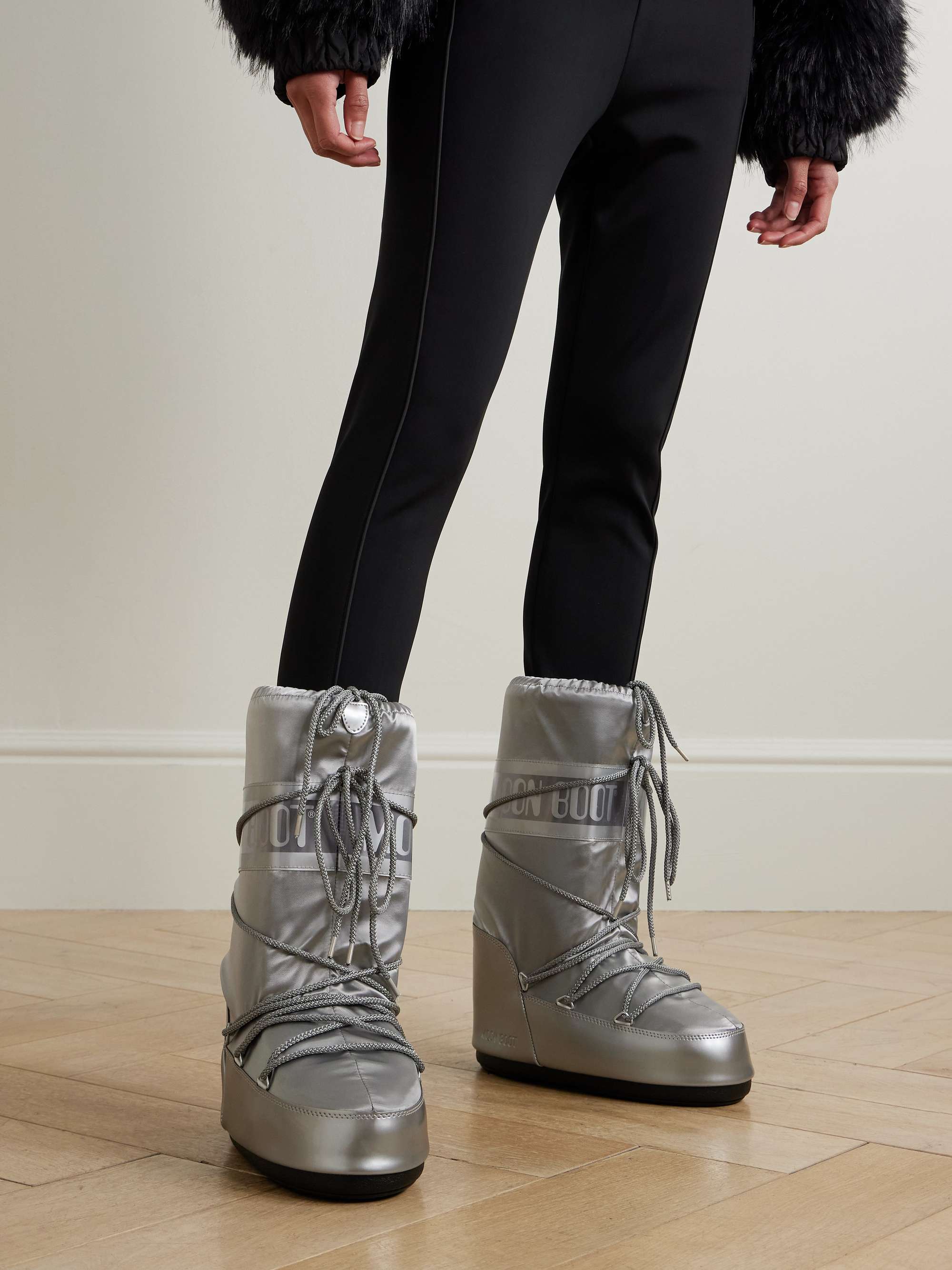MOON BOOT Icon Glance metallic shell and PVC snow boots | NET-A-PORTER