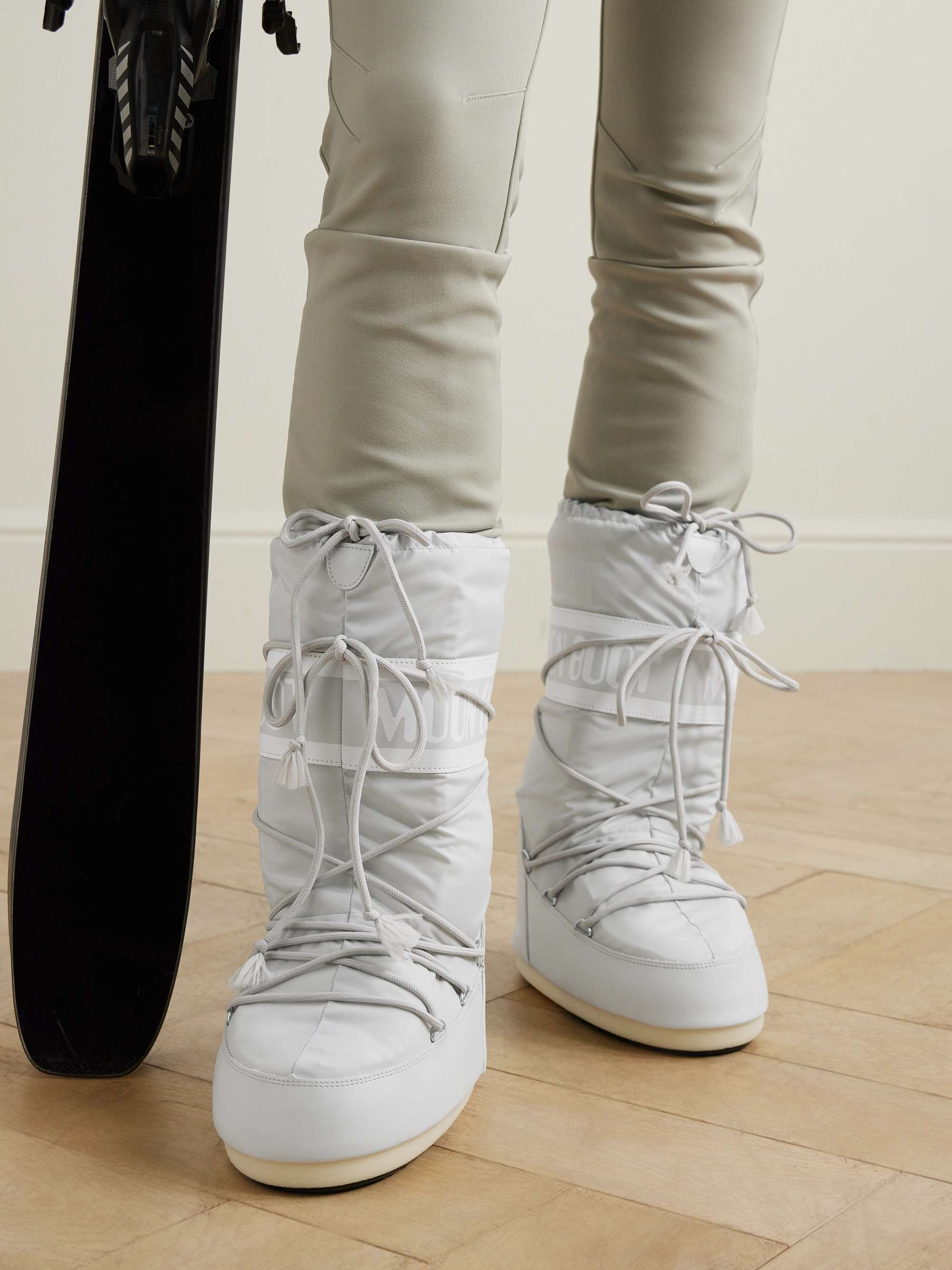 MOON BOOT Icon shell and faux leather snow boots | NET-A-PORTER