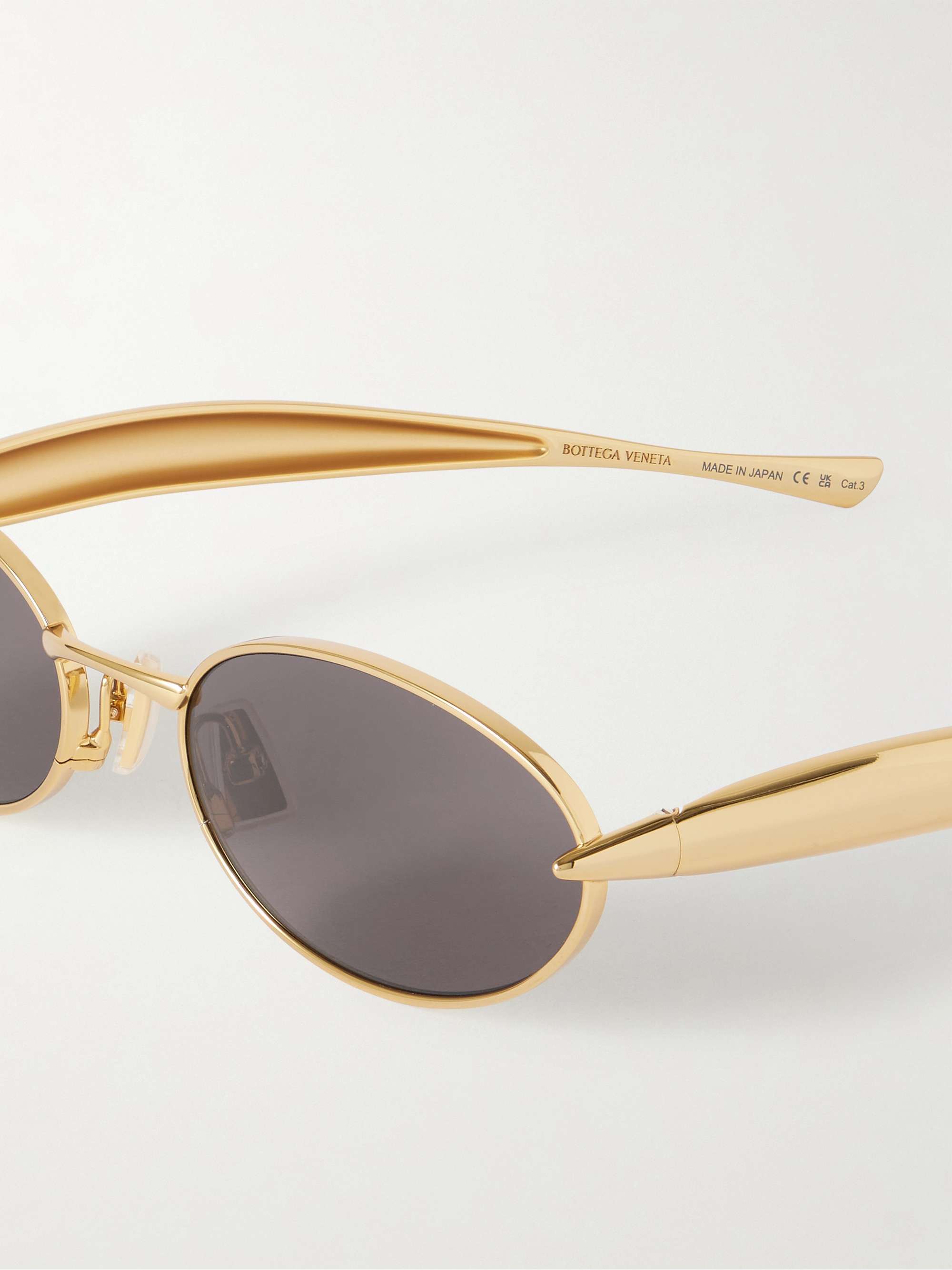 BOTTEGA VENETA EYEWEAR Sardine oval-frame gold-tone sunglasses