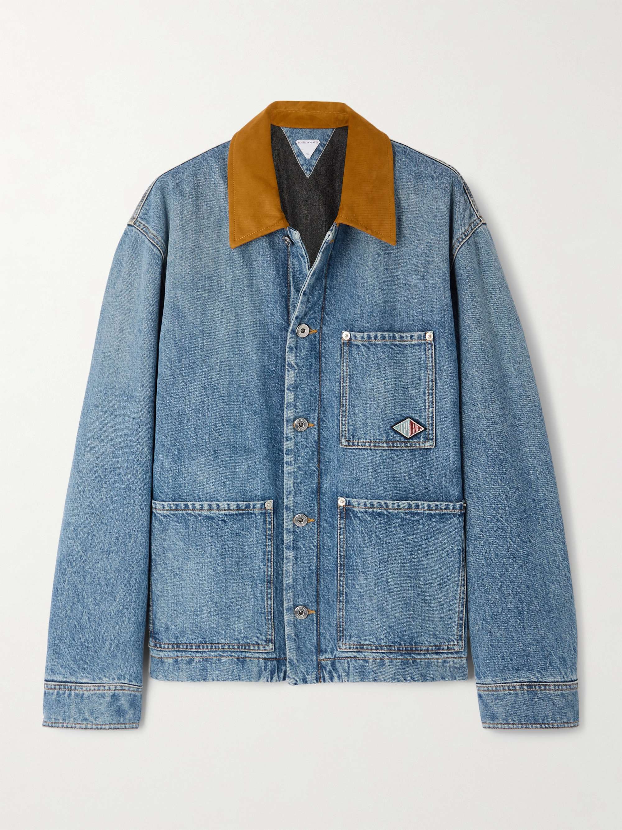 BOTTEGA VENETA Appliquéd suede-trimmed denim jacket | NET-A-PORTER