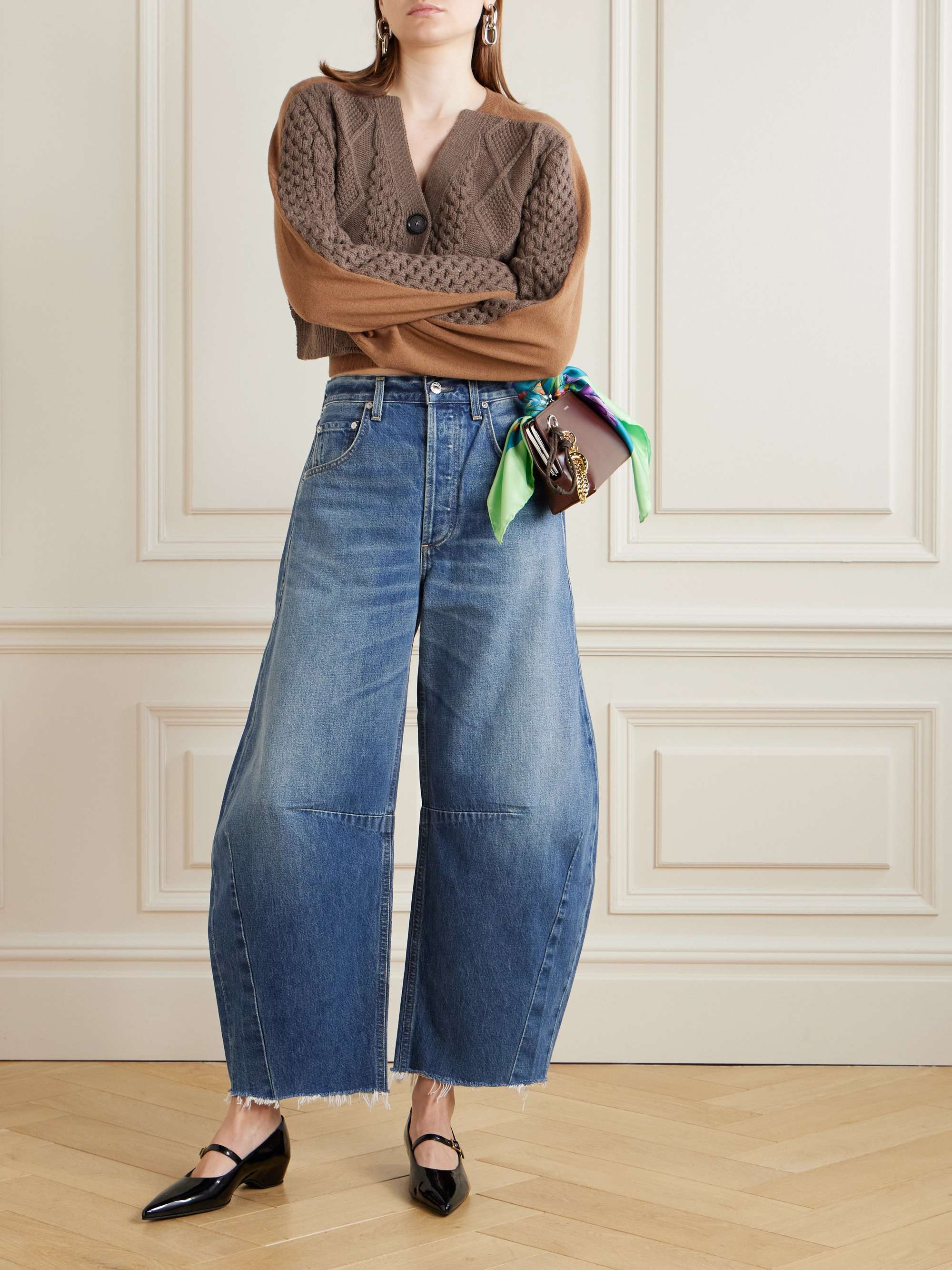 CITIZENS OF HUMANITY Horseshoe frayed high-rise barrel-leg jeans