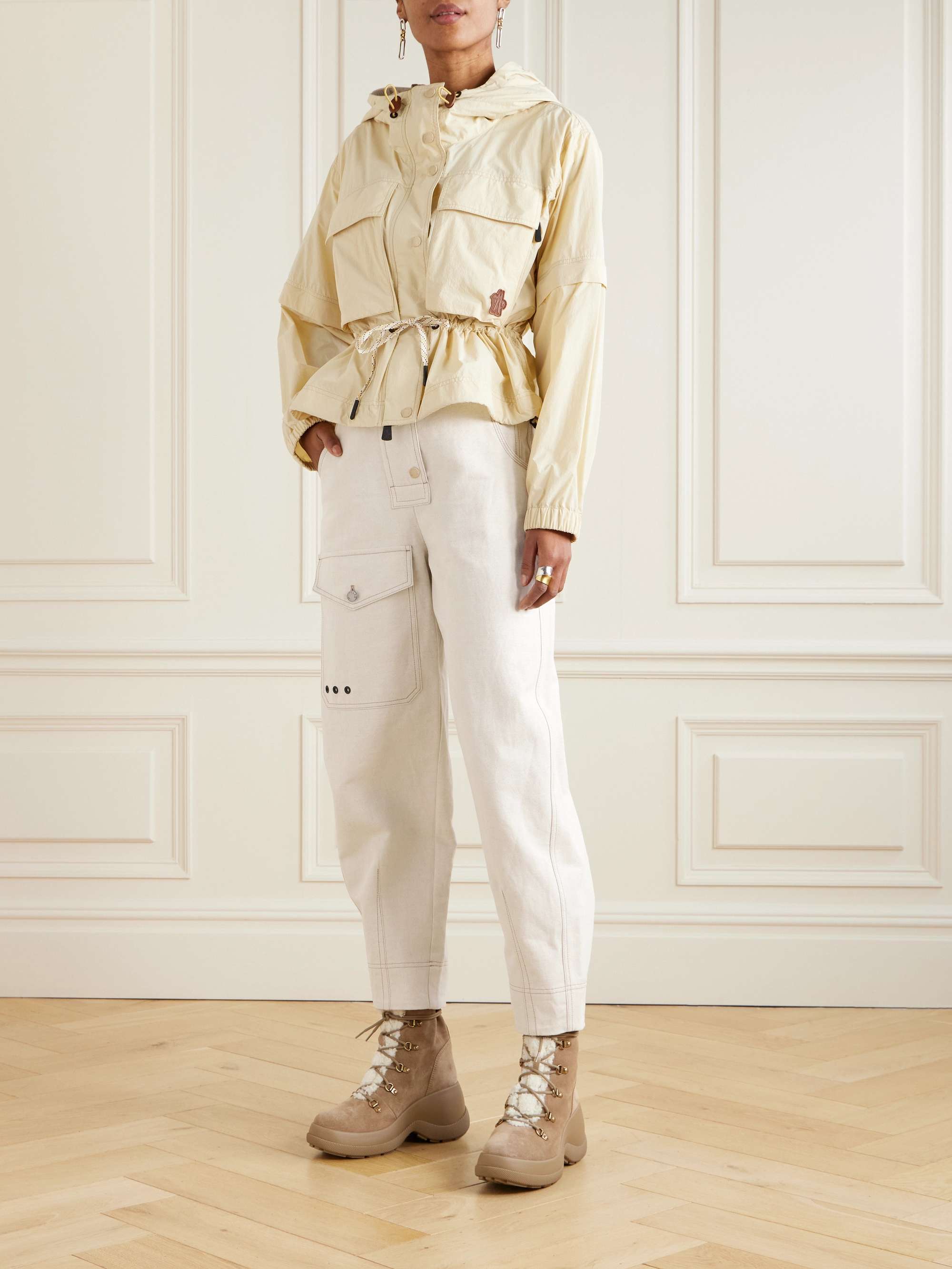 MONCLER GRENOBLE Eyelet-embellished cotton and linen-blend canvas