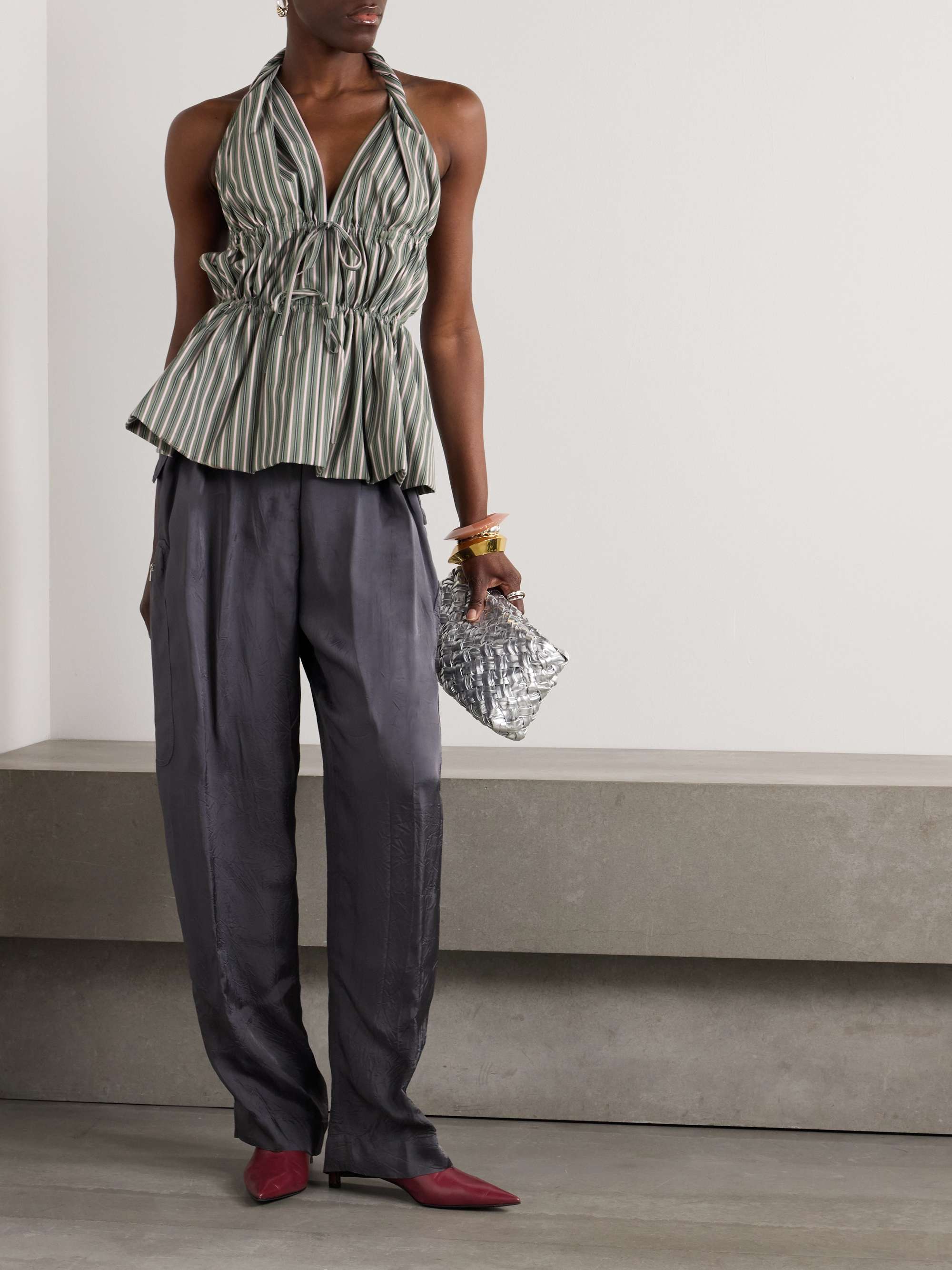 DRIES VAN NOTEN Striped cotton halterneck top | NET-A-PORTER