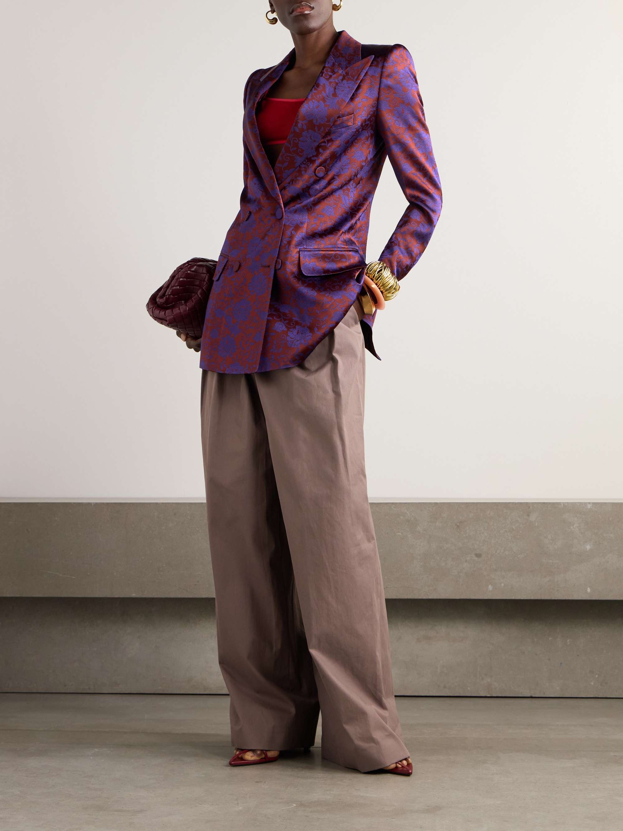 DRIES VAN NOTEN Double-breasted floral-jacquard twill blazer | NET