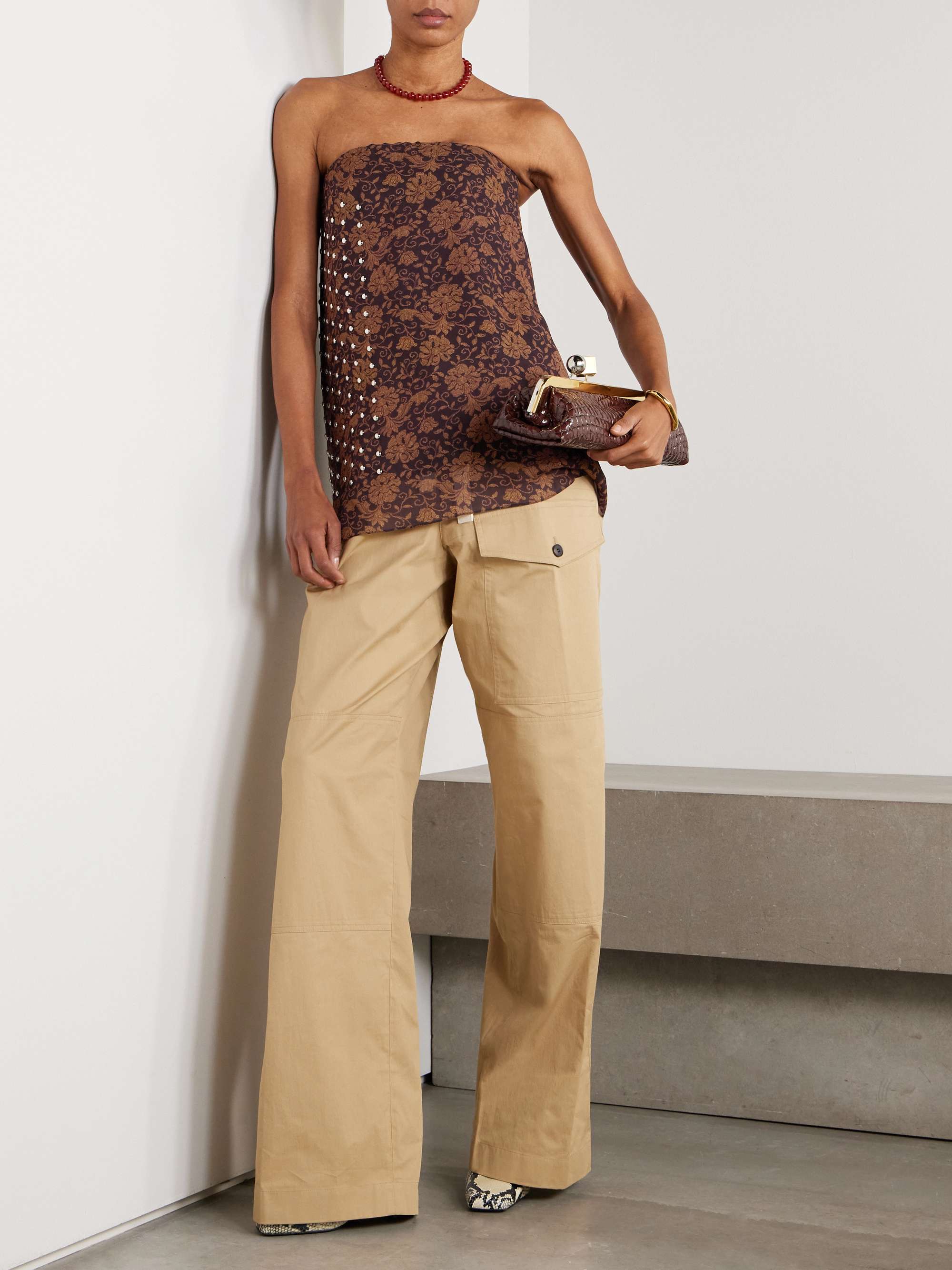 DRIES VAN NOTEN Embellished crepe bustier top | NET-A-PORTER