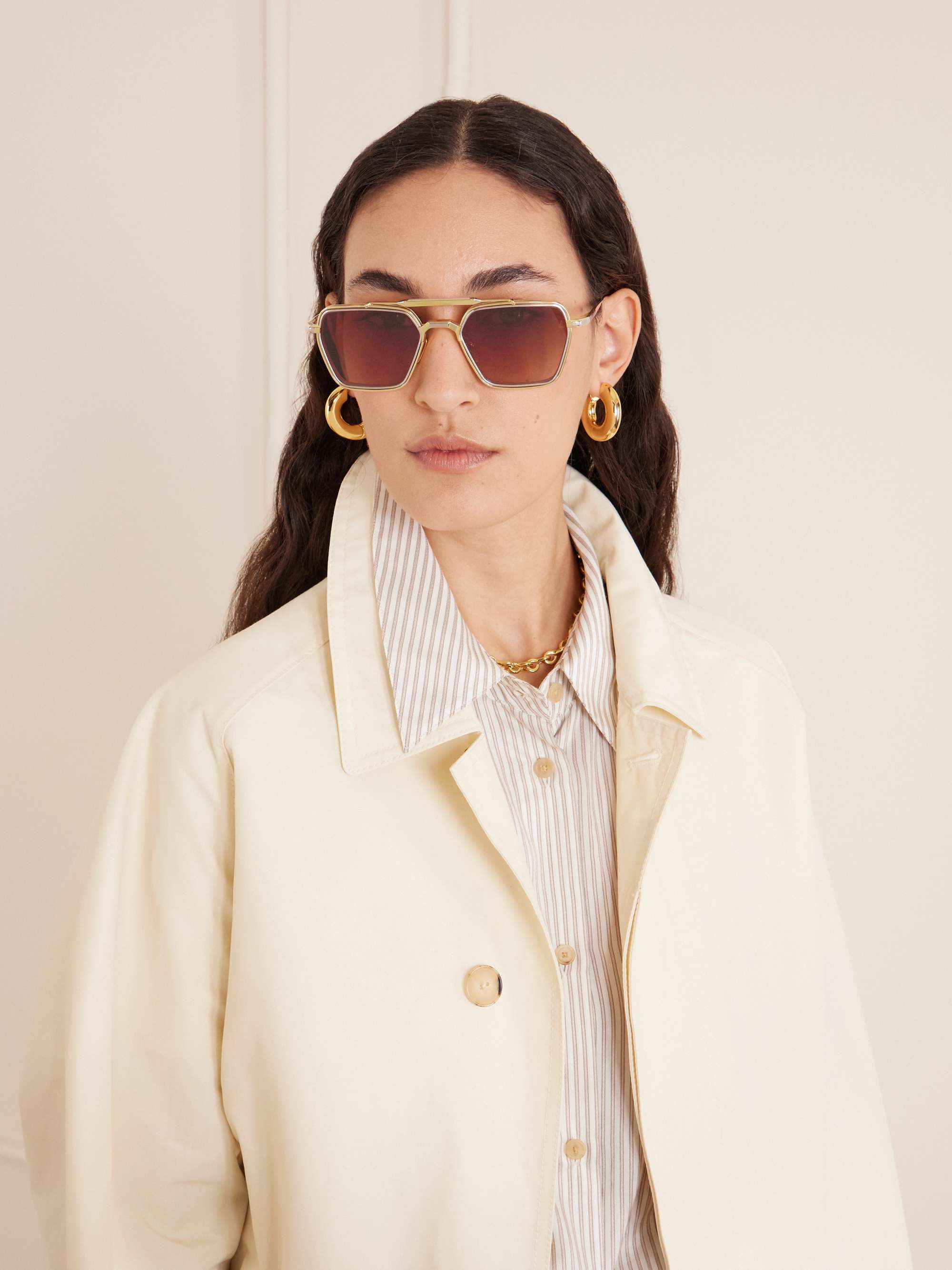 JACQUES MARIE MAGE Commodore aviator-style gold- and silver-tone