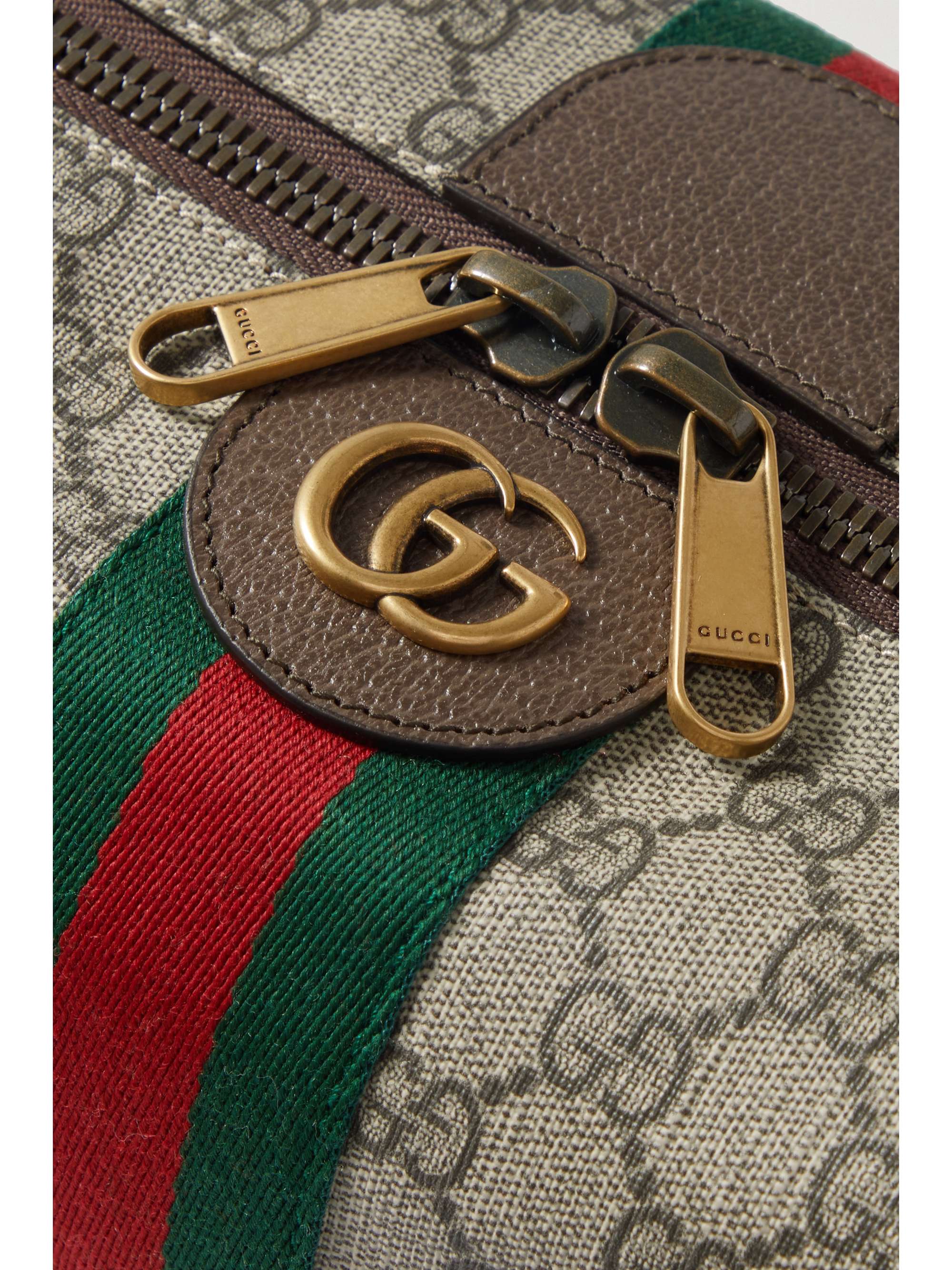 GUCCI Savoy Leather-Trimmed Coated-Canvas Jacquard Toiletry Case