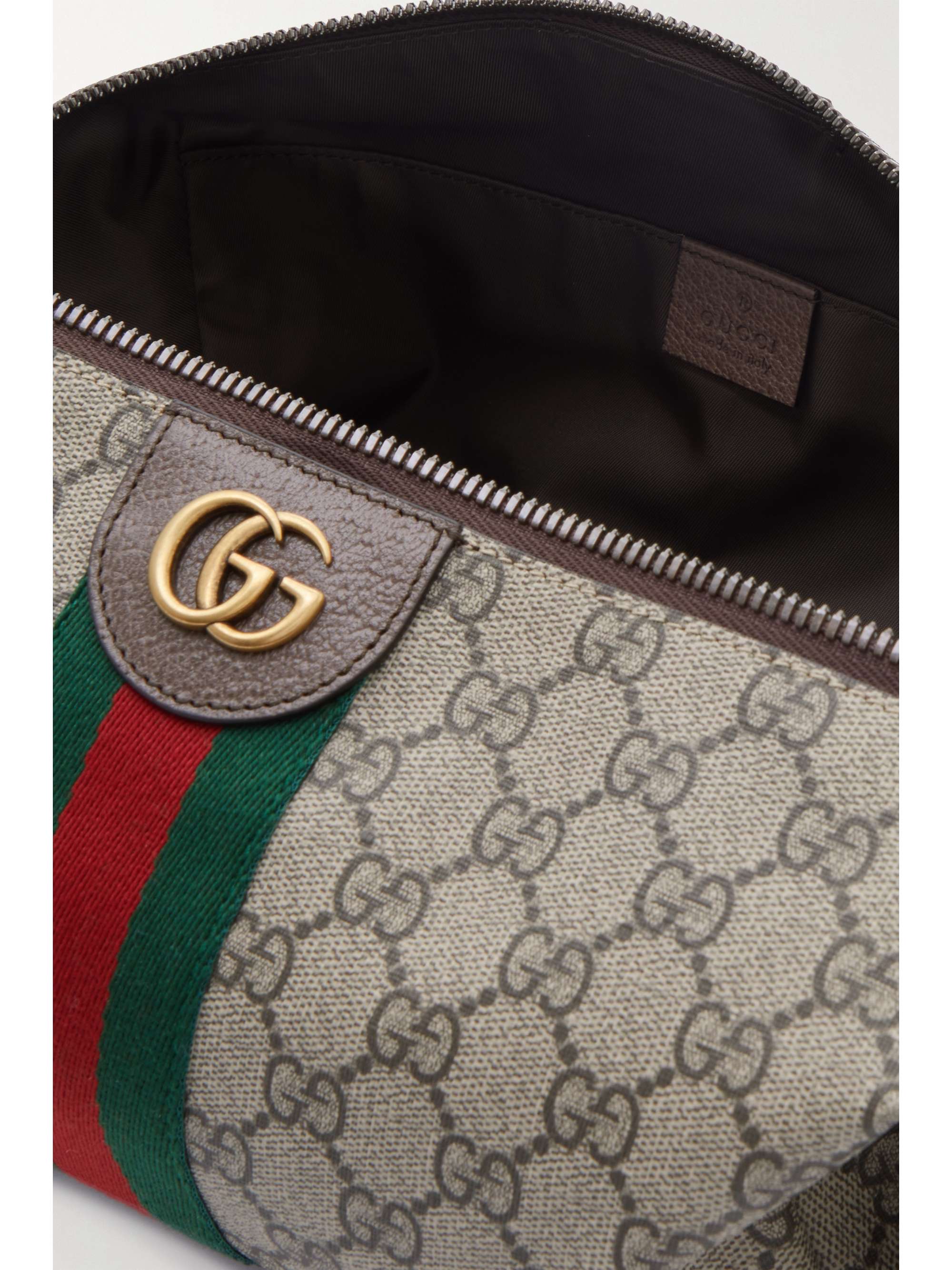 GUCCI Savoy Leather-Trimmed Coated-Canvas Jacquard Toiletry Case