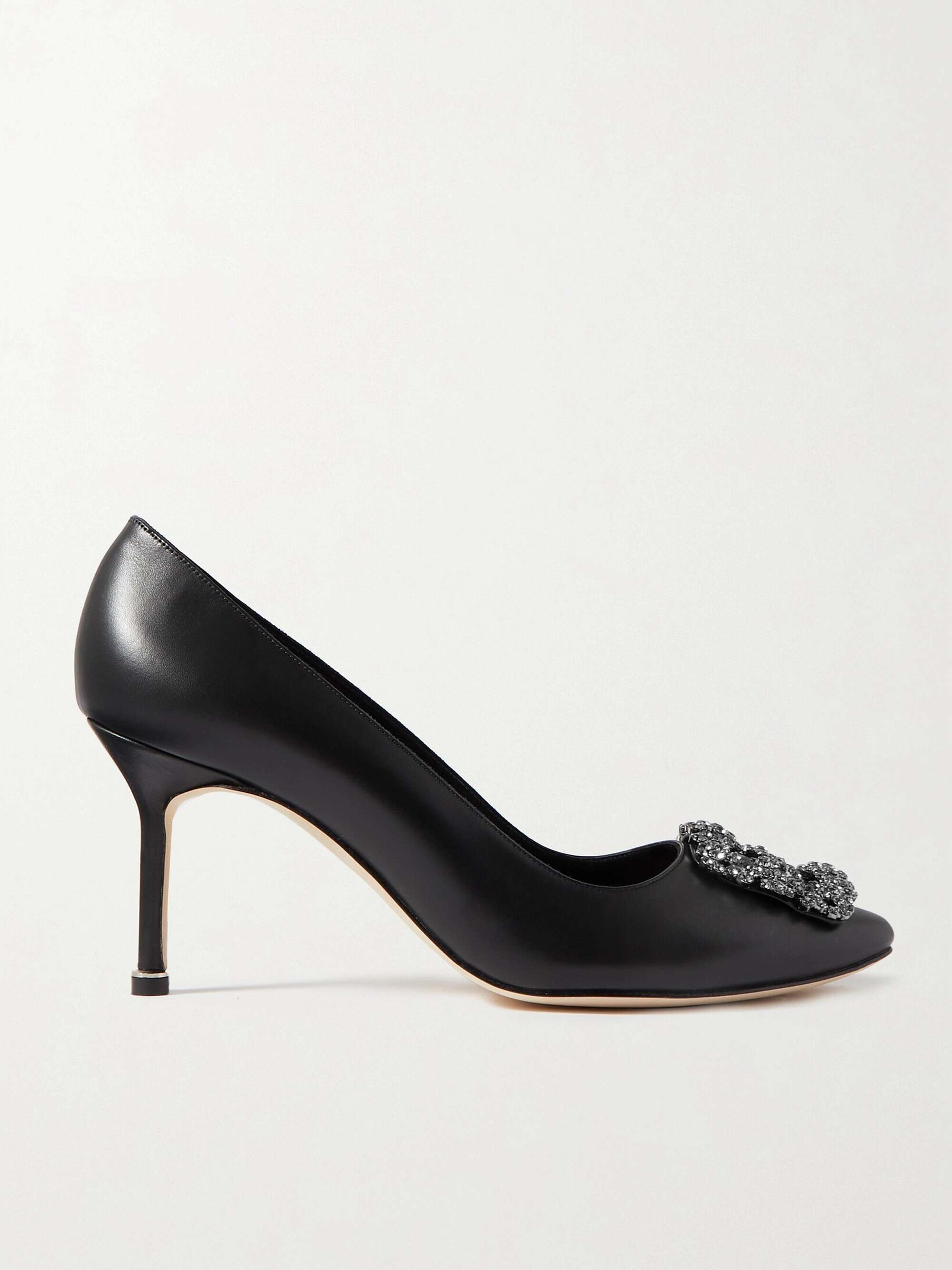 MANOLO BLAHNIK Hangisi 70 crystal-embellished leather pumps | NET