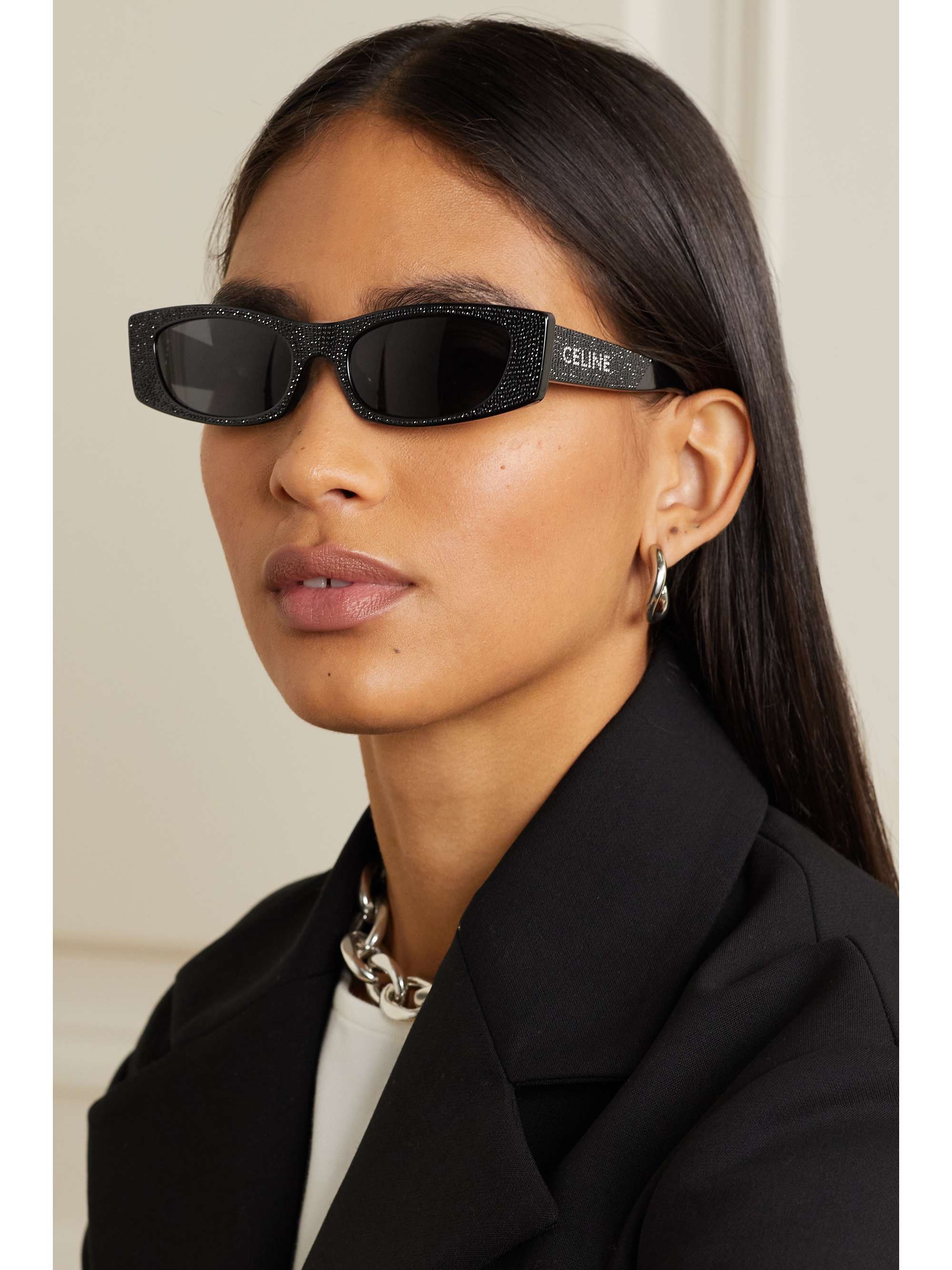 CELINE EYEWEAR Animation crystal-embellished cat-eye acetate