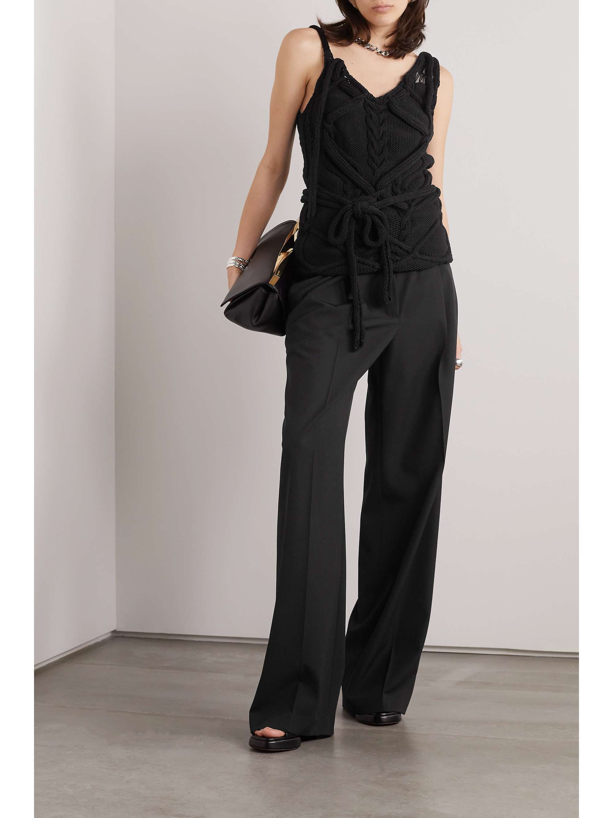 DRIES VAN NOTEN Distressed cable-knit cotton tank | NET-A-PORTER