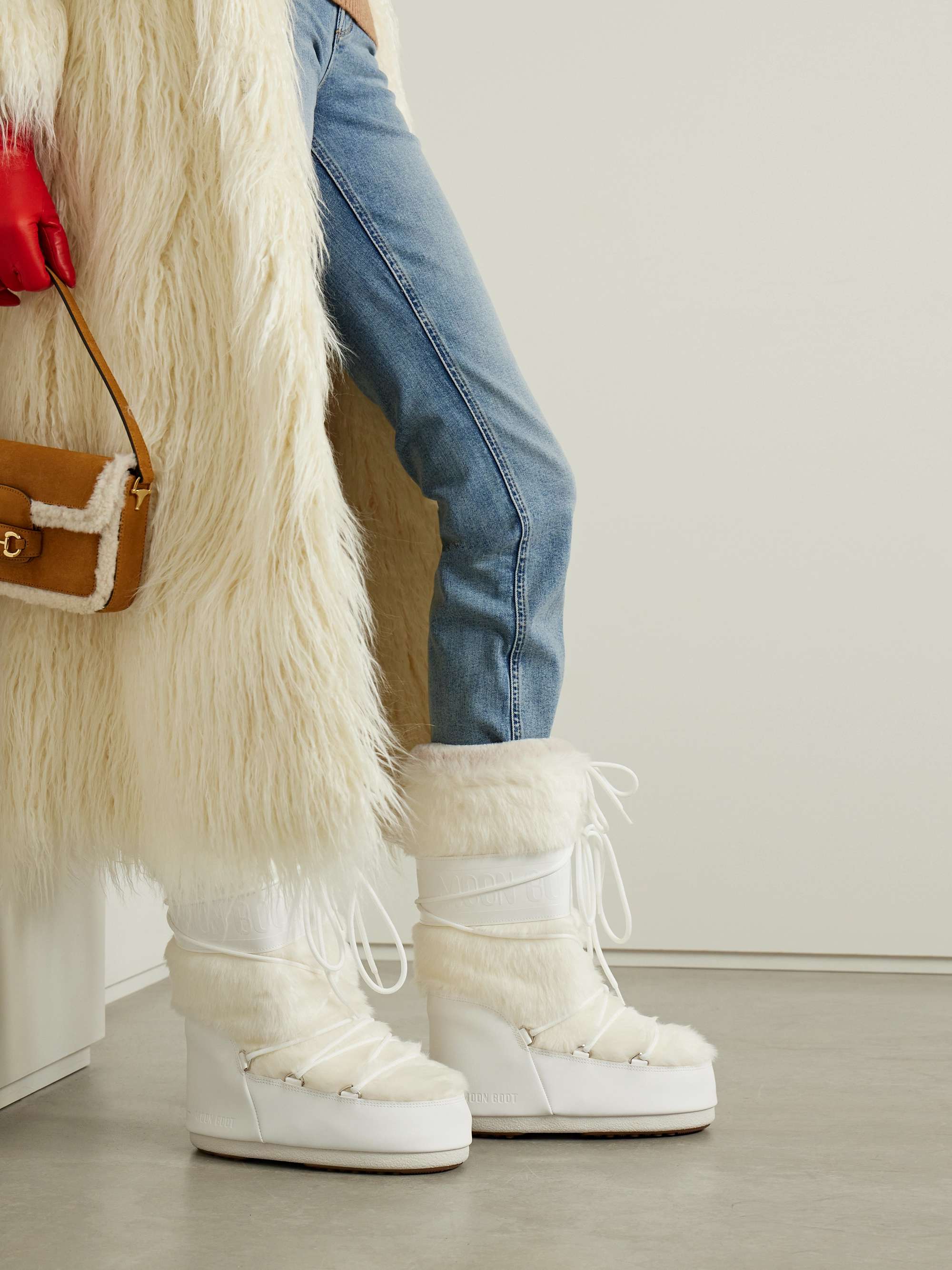 MOON BOOT Icon faux fur and faux leather snow boots | NET-A-PORTER