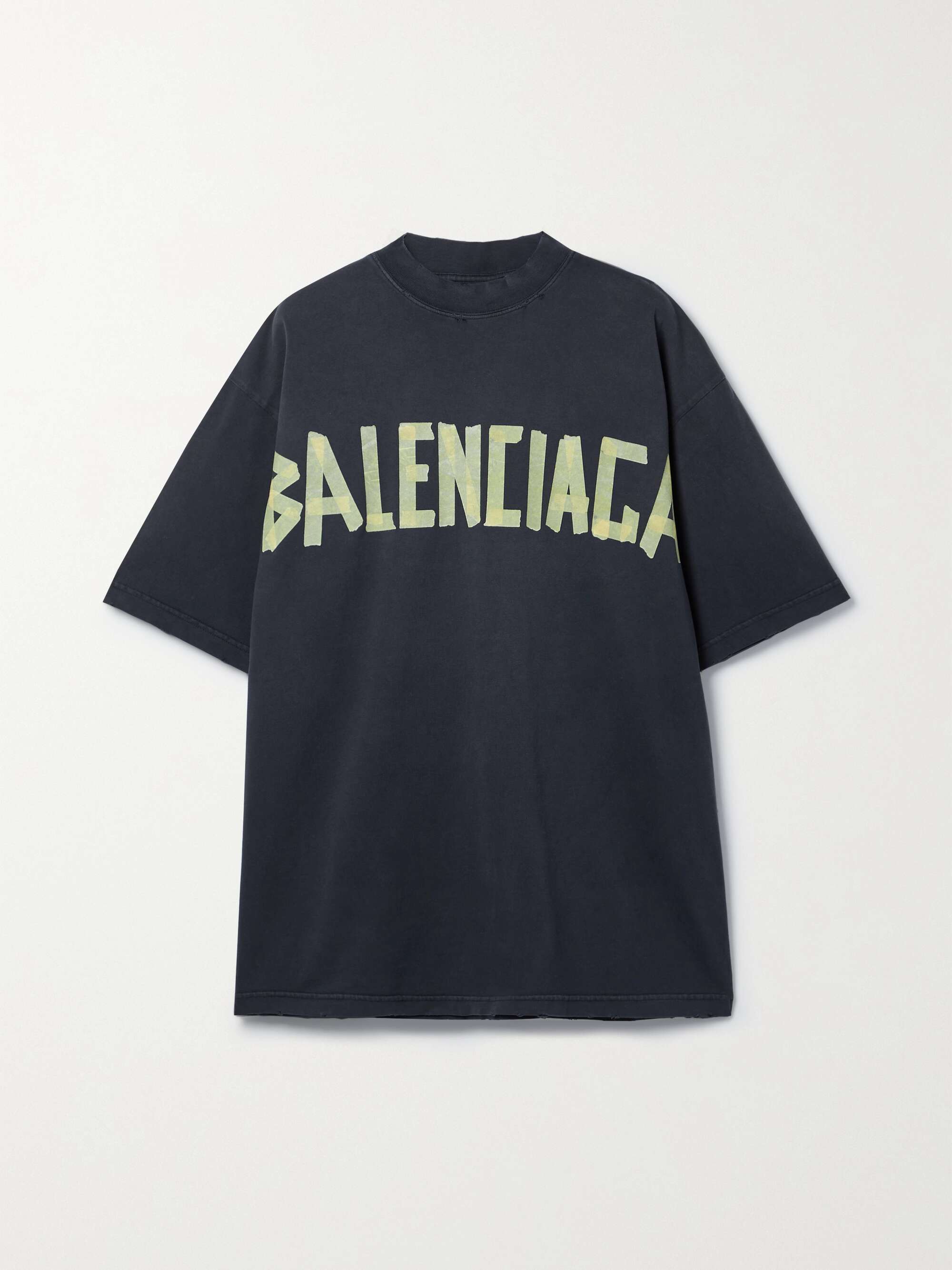 BALENCIAGA Oversized distressed printed cotton-jersey T-shirt
