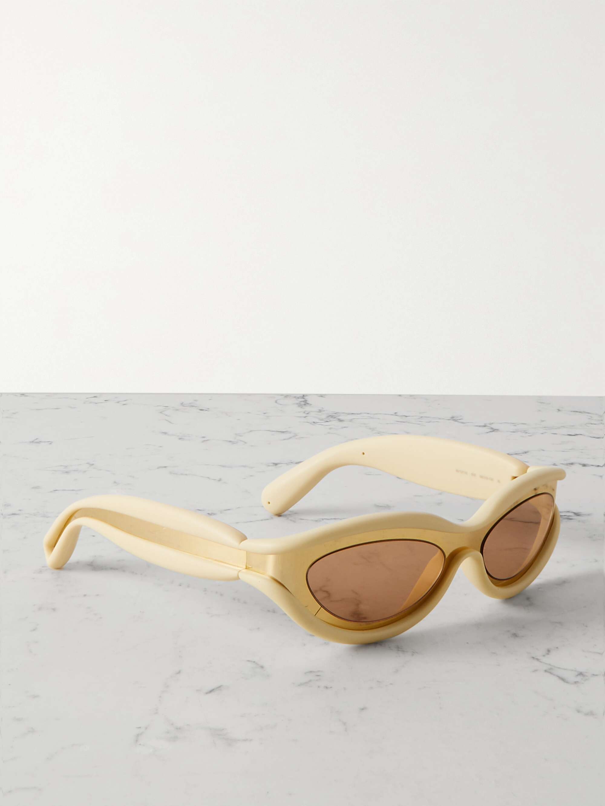 BOTTEGA VENETA EYEWEAR Oval-frame acetate and gold-tone sunglasses