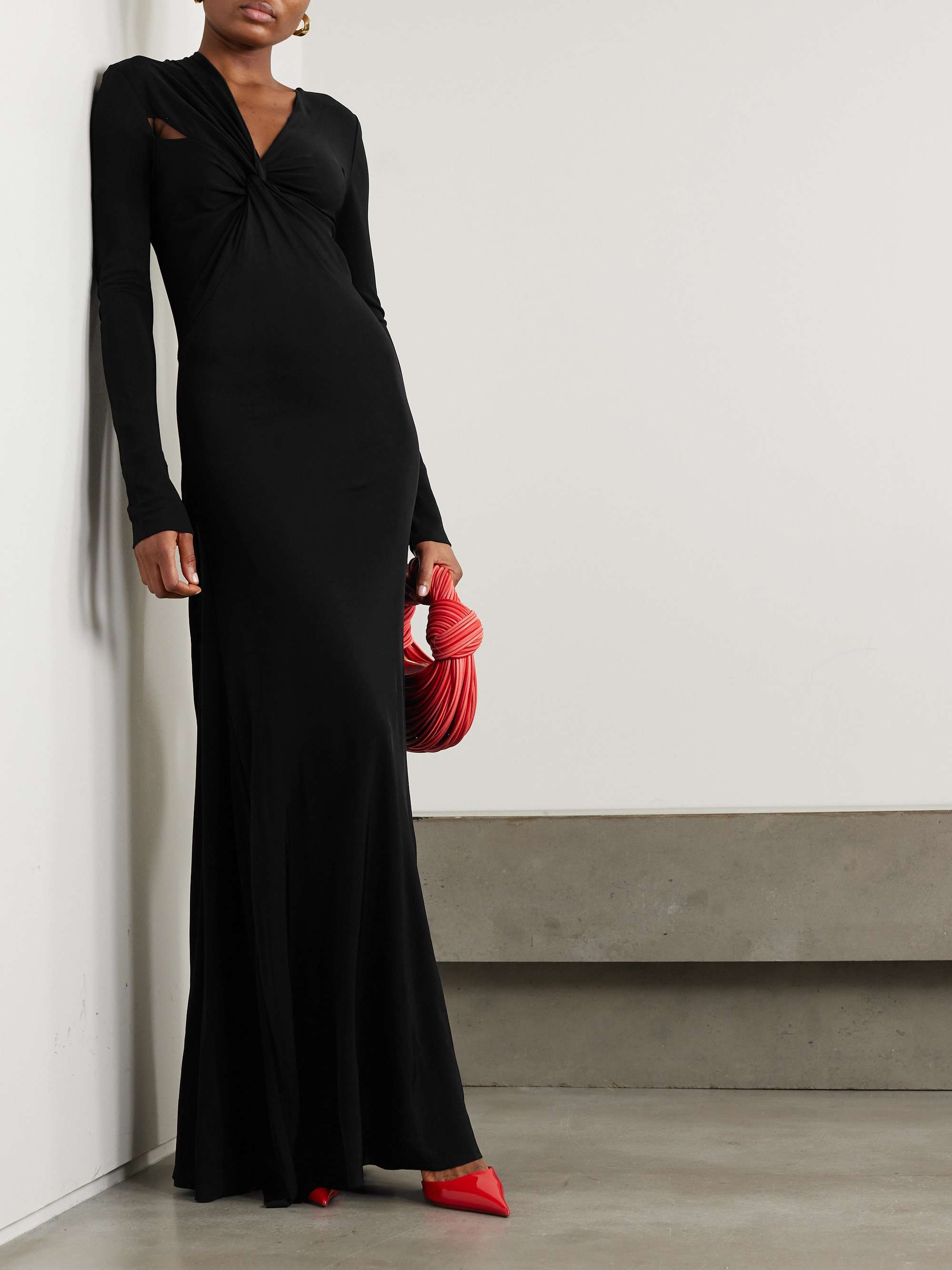 VICTORIA BECKHAM Twist-front cutout stretch-jersey gown | NET-A-PORTER