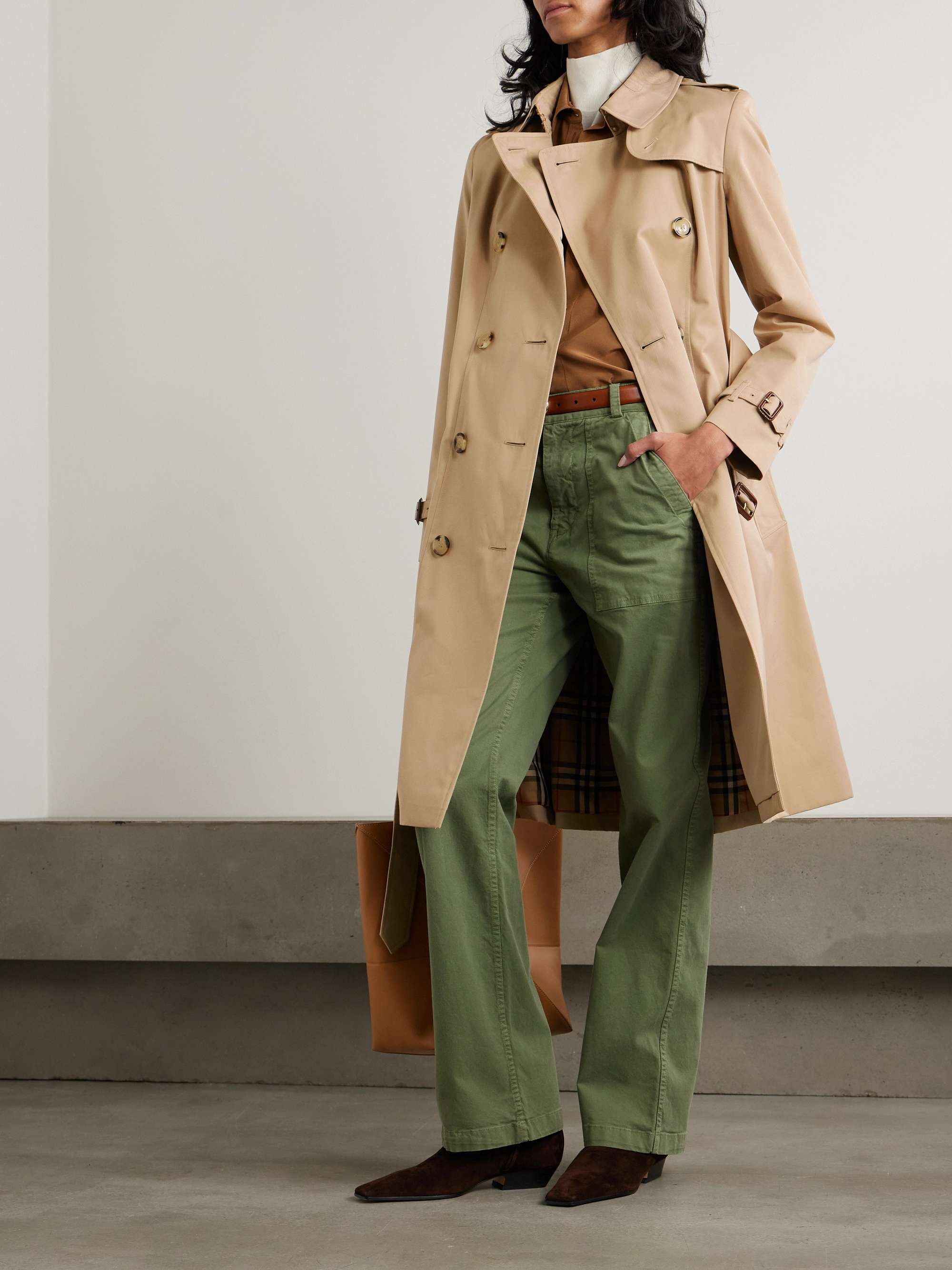 BURBERRY Chelsea Long organic cotton-gabardine trench coat | NET-A