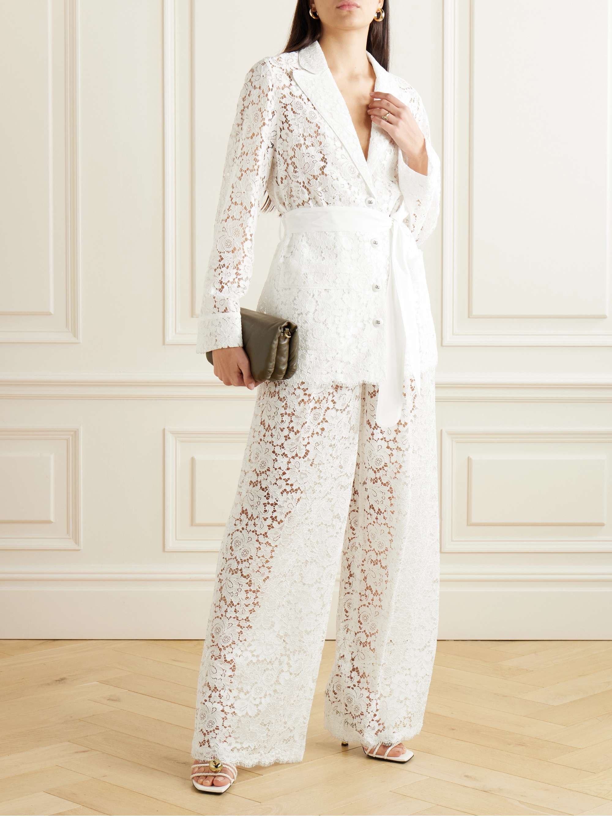 DOLCE&GABBANA Belted corded lace jacket | NET-A-PORTER