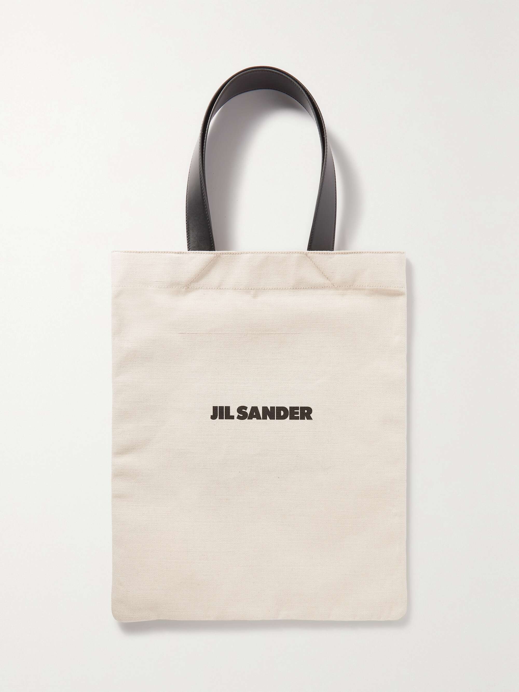 JIL SANDER Book leather-trimmed logo-print canvas tote | NET-A-PORTER