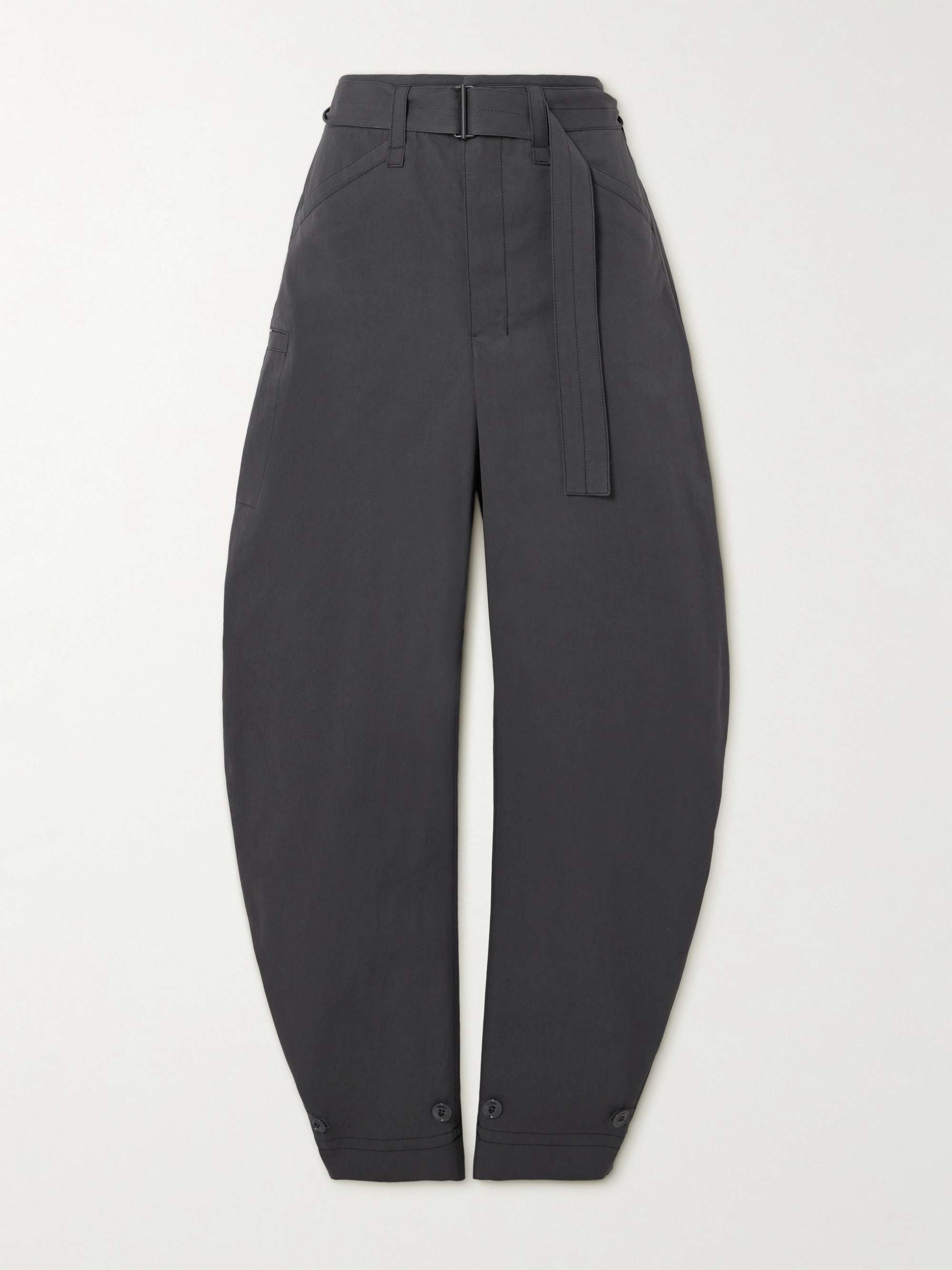 LEMAIRE Belted cotton-twill tapered pants | NET-A-PORTER